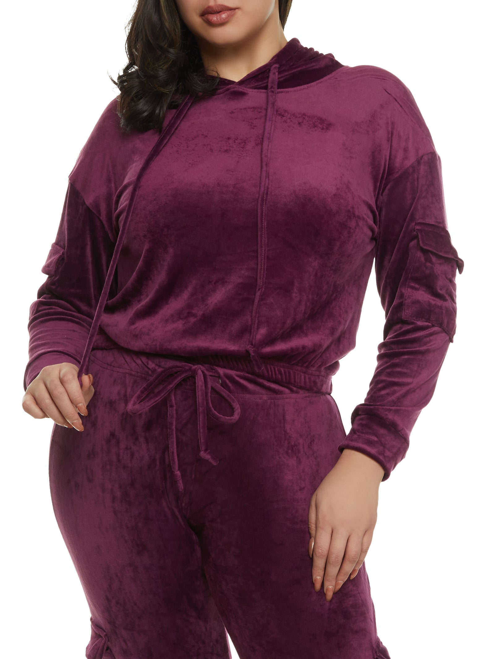 Rainbow Shops Womens Plus Size Contrast Piping Hooded Lace Up Sweatshirt,  Purple, Size 2X