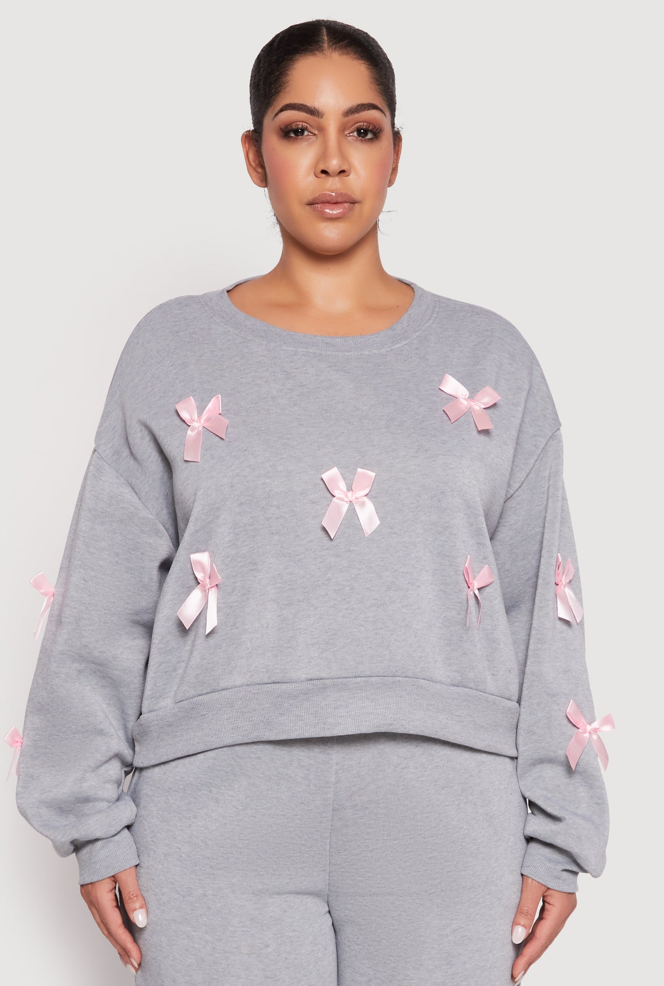 Plus Size Bow Detail Sweatshirt