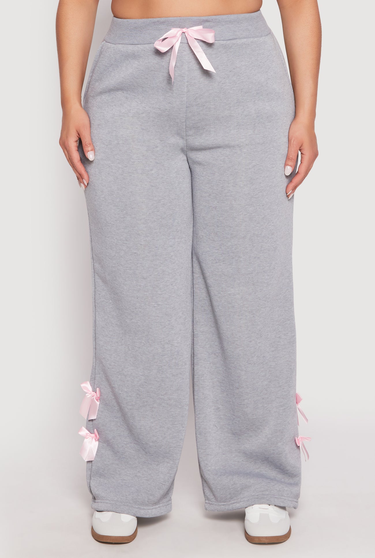 Plus Size Bow Detail Wide Leg Sweatpants