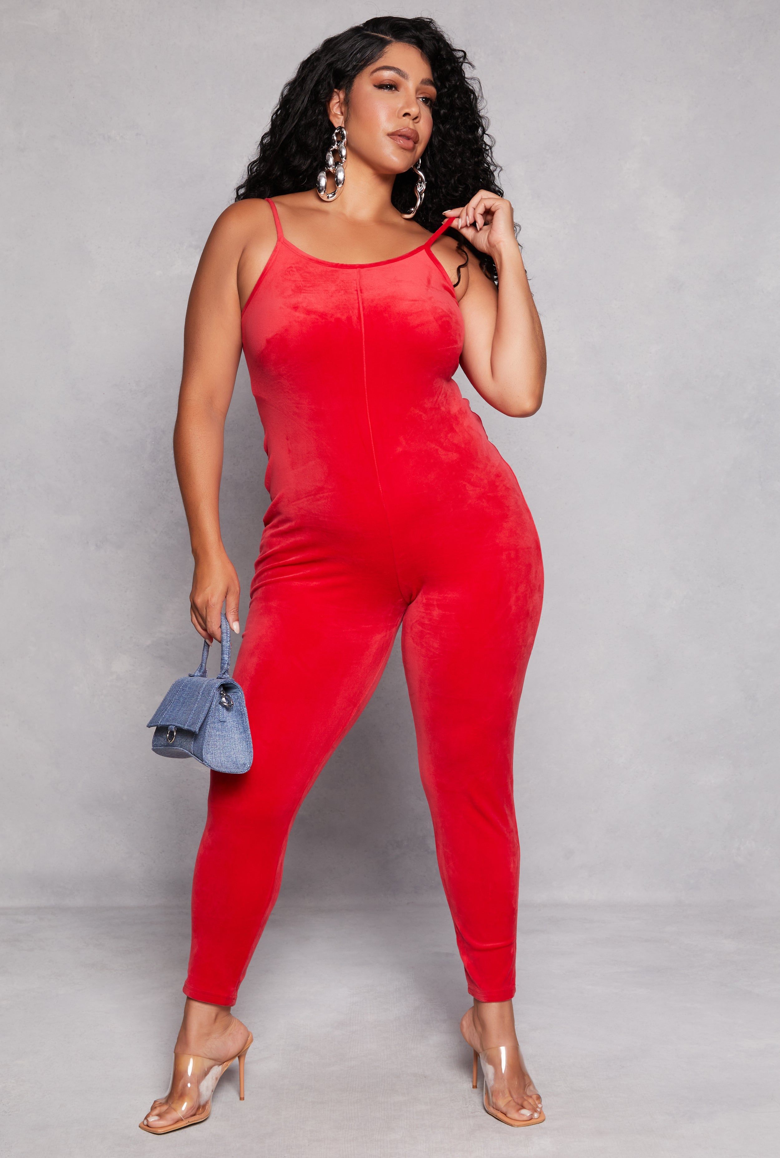 Red lace jumpsuit plus size on sale