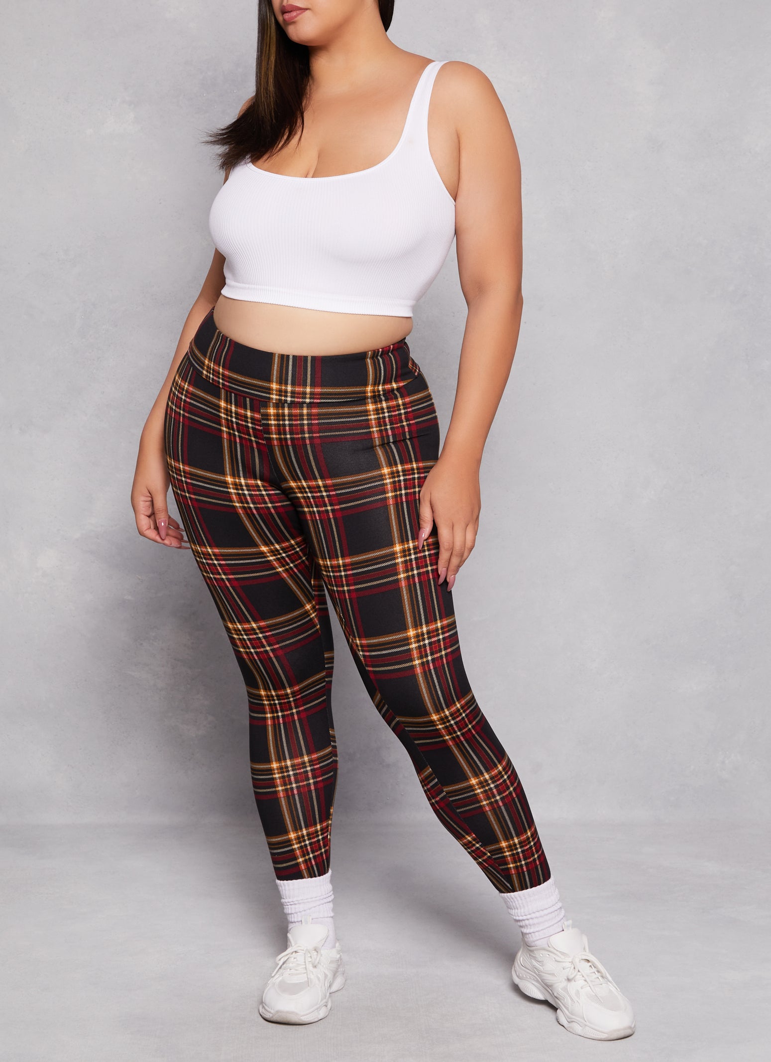 Plus size plaid leggings hotsell