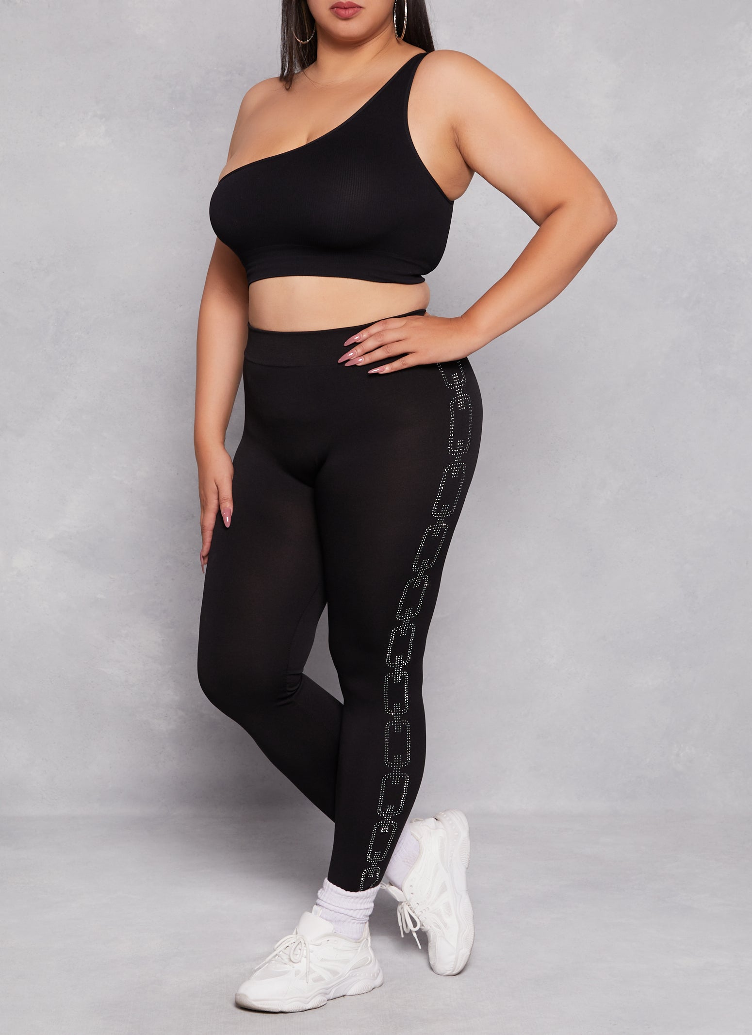 Plus size rhinestone leggings hotsell