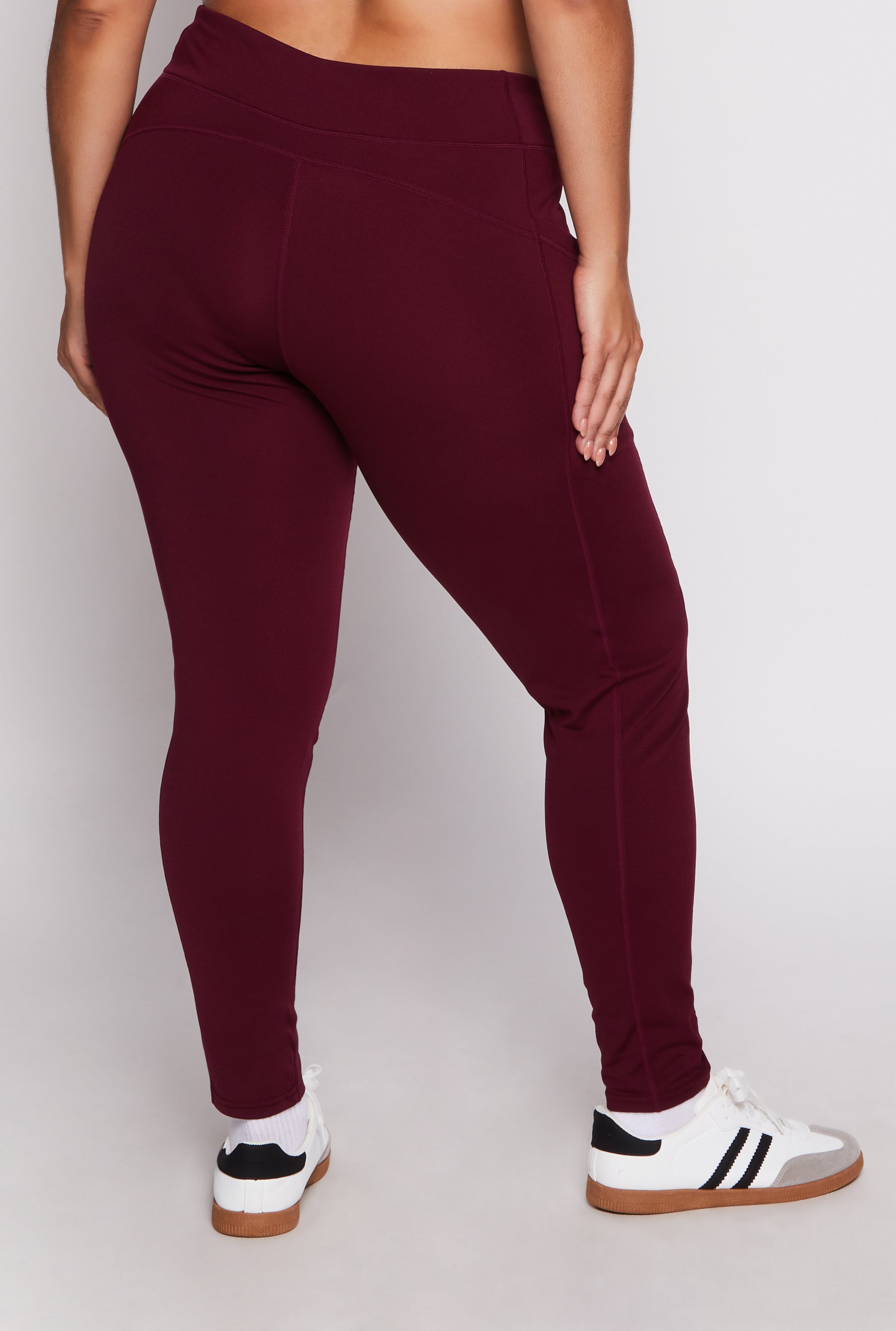 Burgundy fleece lined leggings best sale