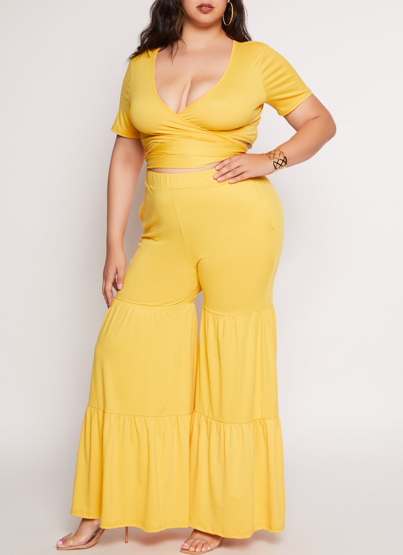 Yellow plus size fashion jeans