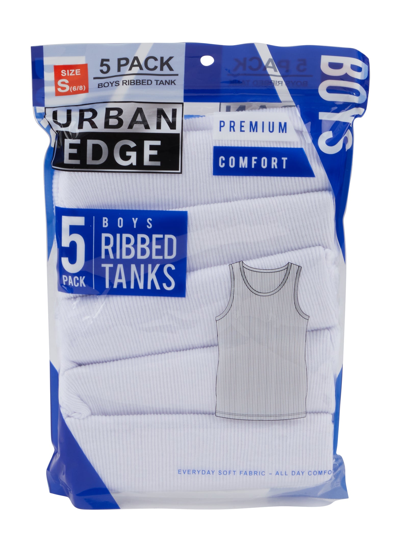 Boys 5 Pack Ribbed Knit Tank Tops - White