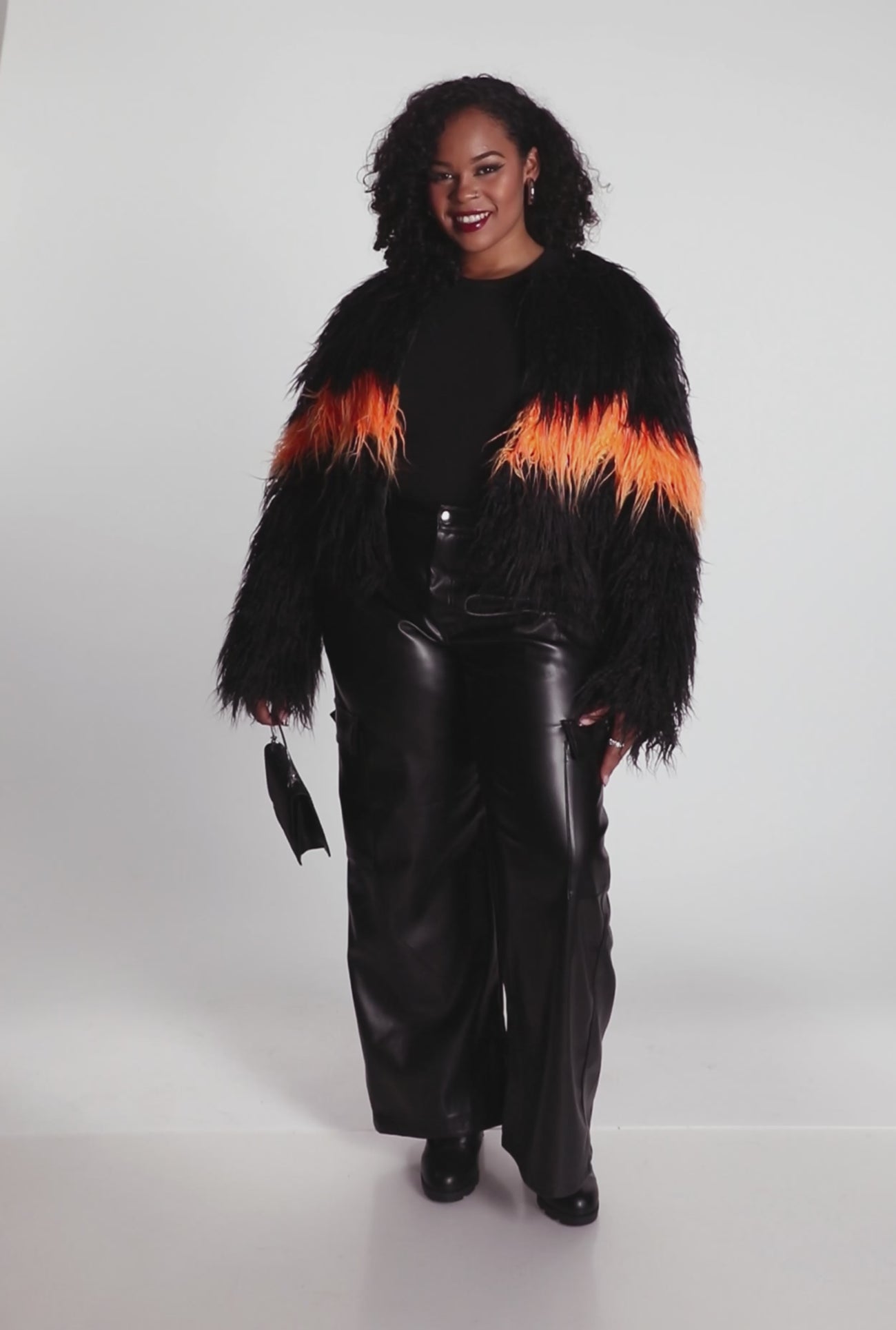 Plus size shaggy faux fur coat best sale