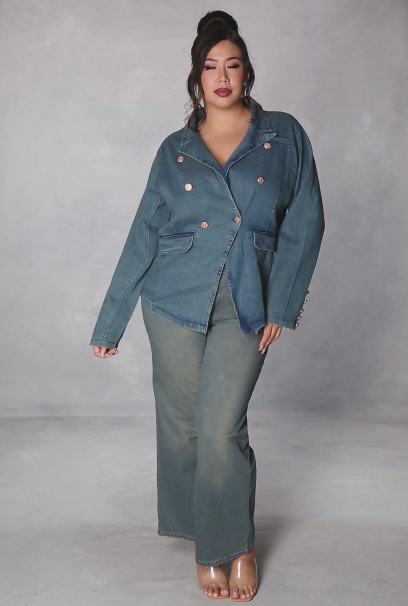 Plus Size Denim Blazer