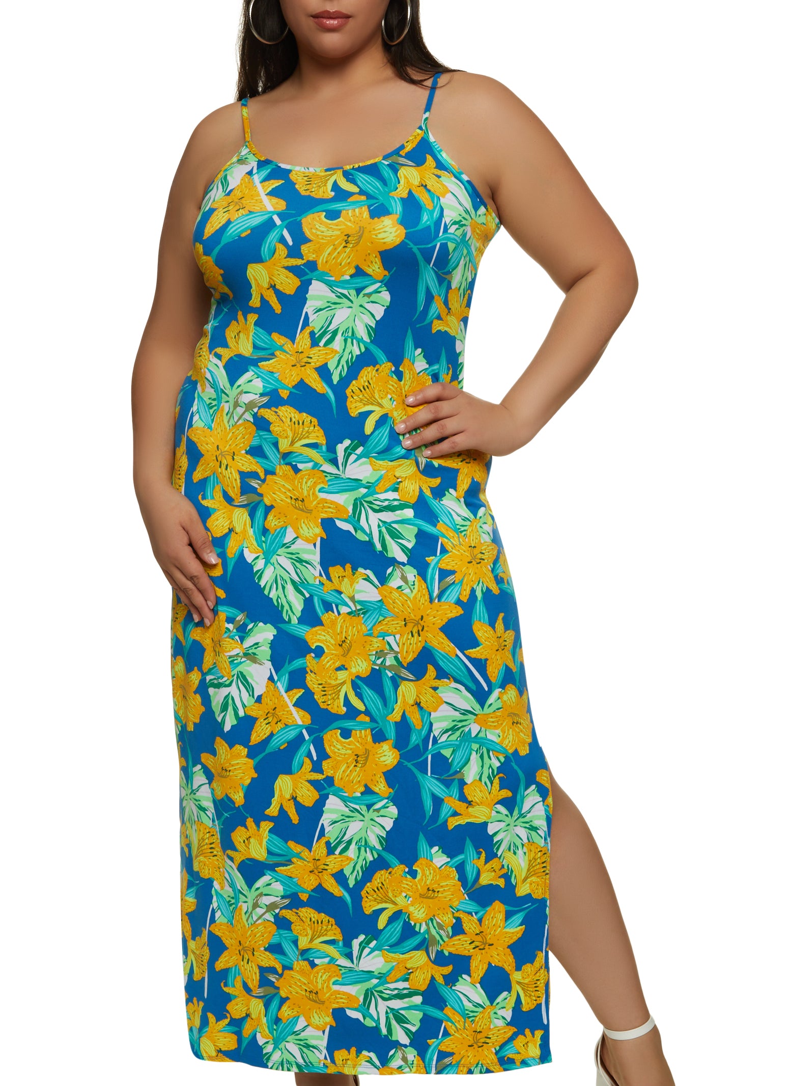 Plus Size Tropical Print Cami Dress