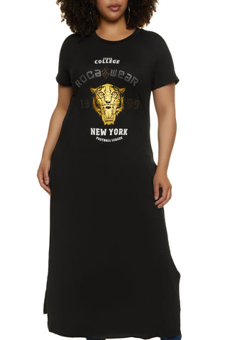 New York Yankees Graphic Black T Shirt Dress