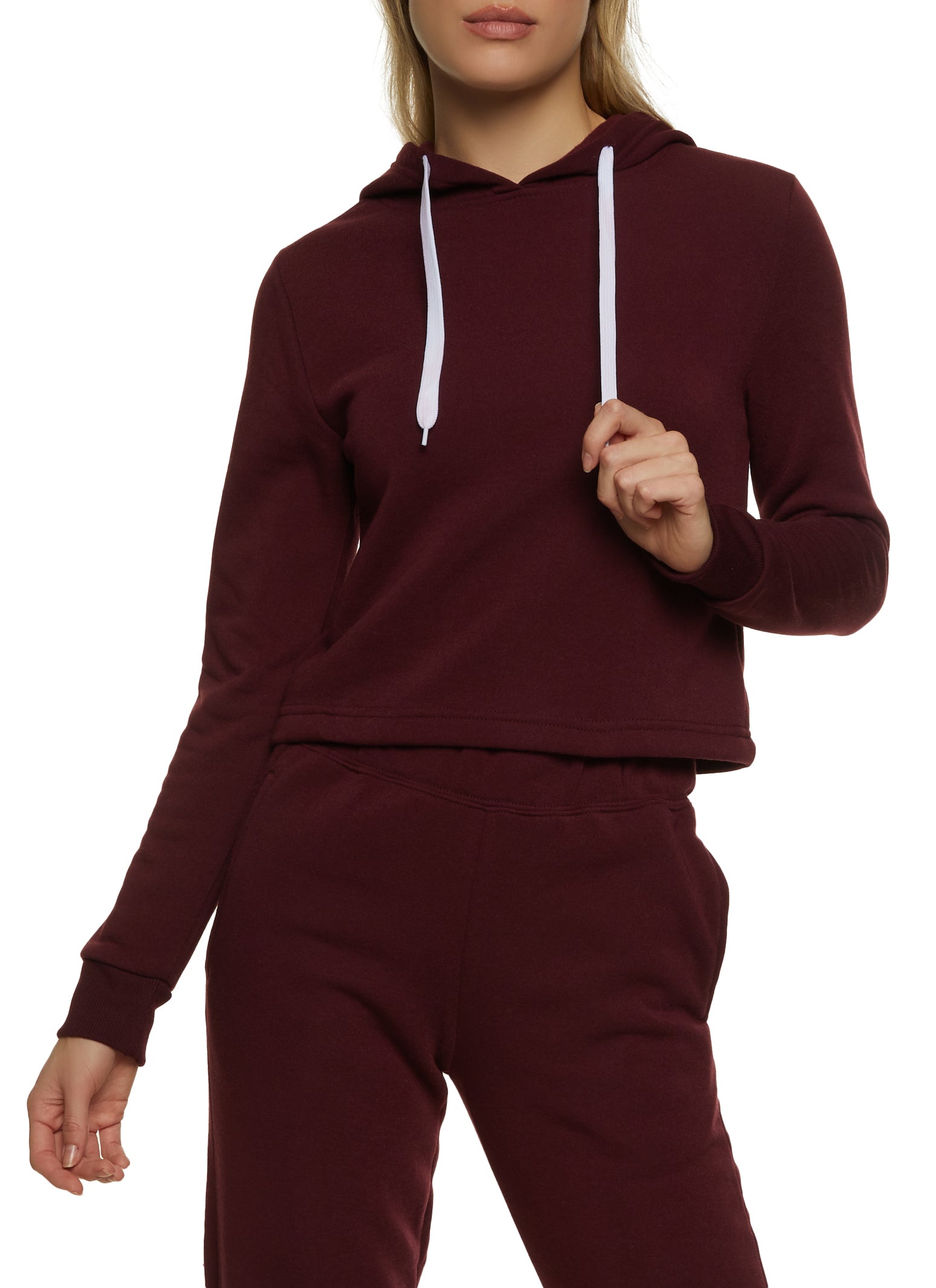 Maroon discount cropped hoodie