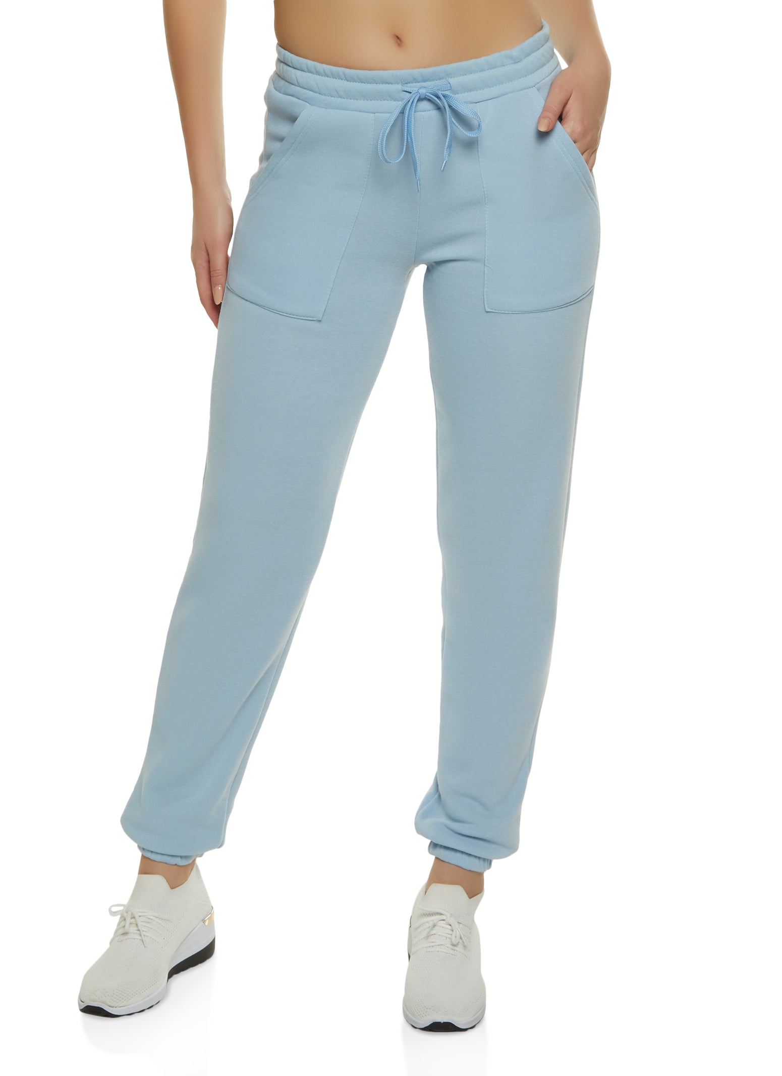 Fleece Drawstring Sweatpants - Baby Blue