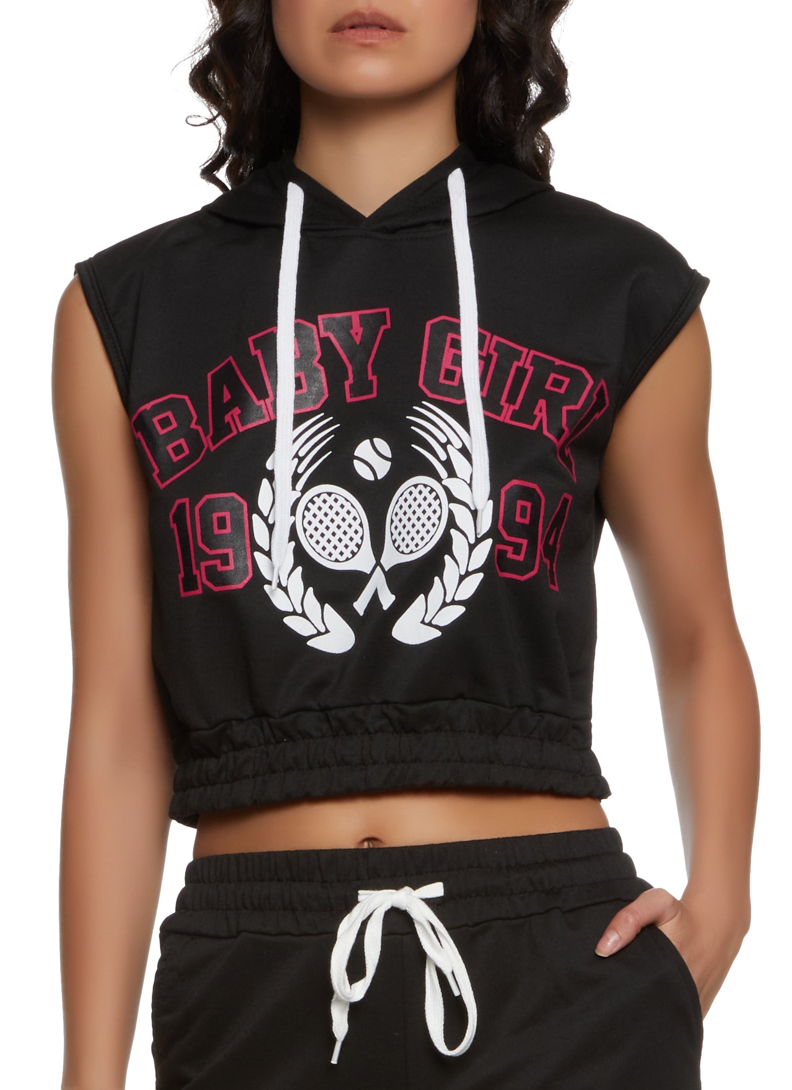 Baby Girl Sleeveless Hoodie Black