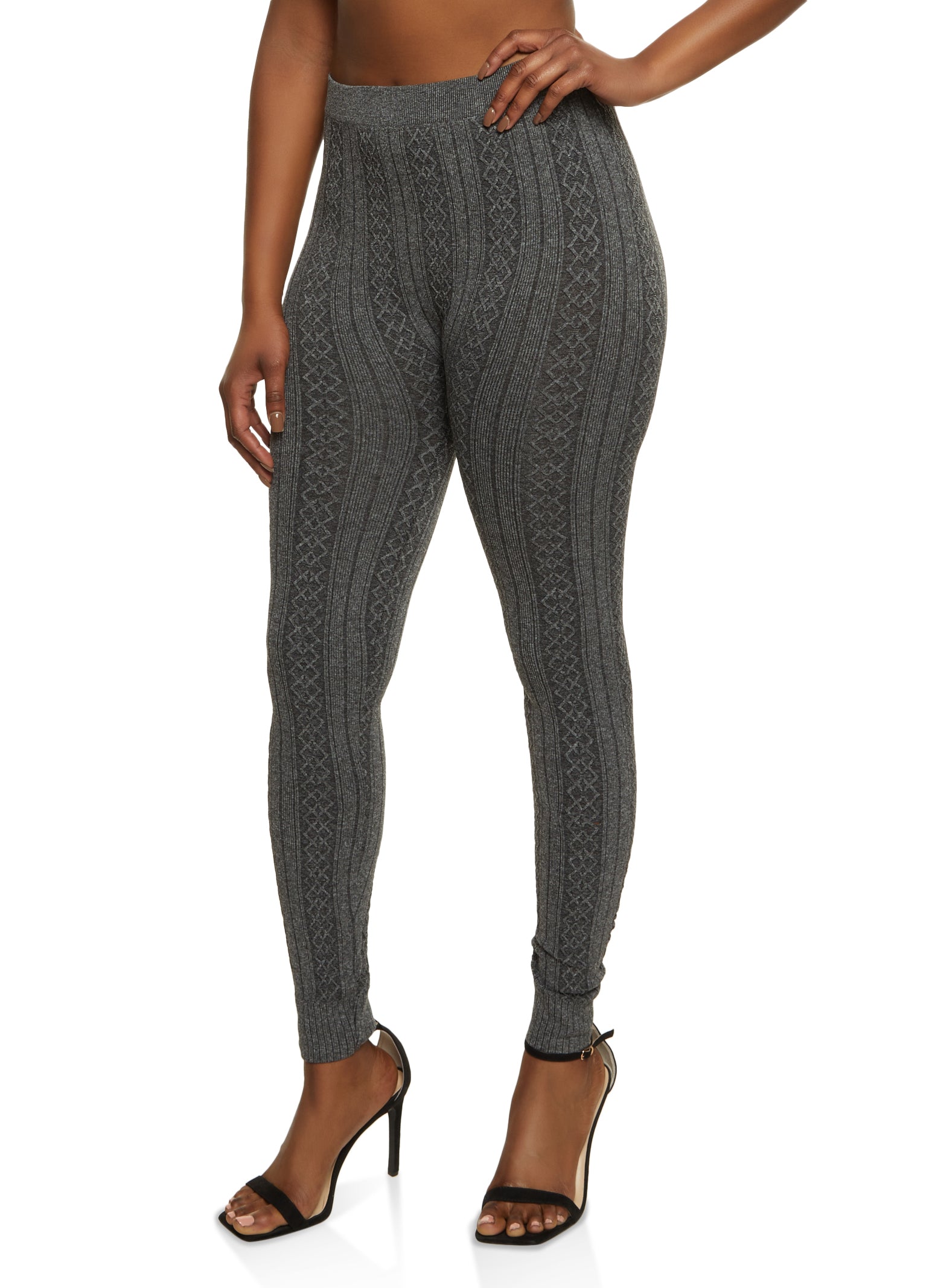 Grey Cable Knit Leggings