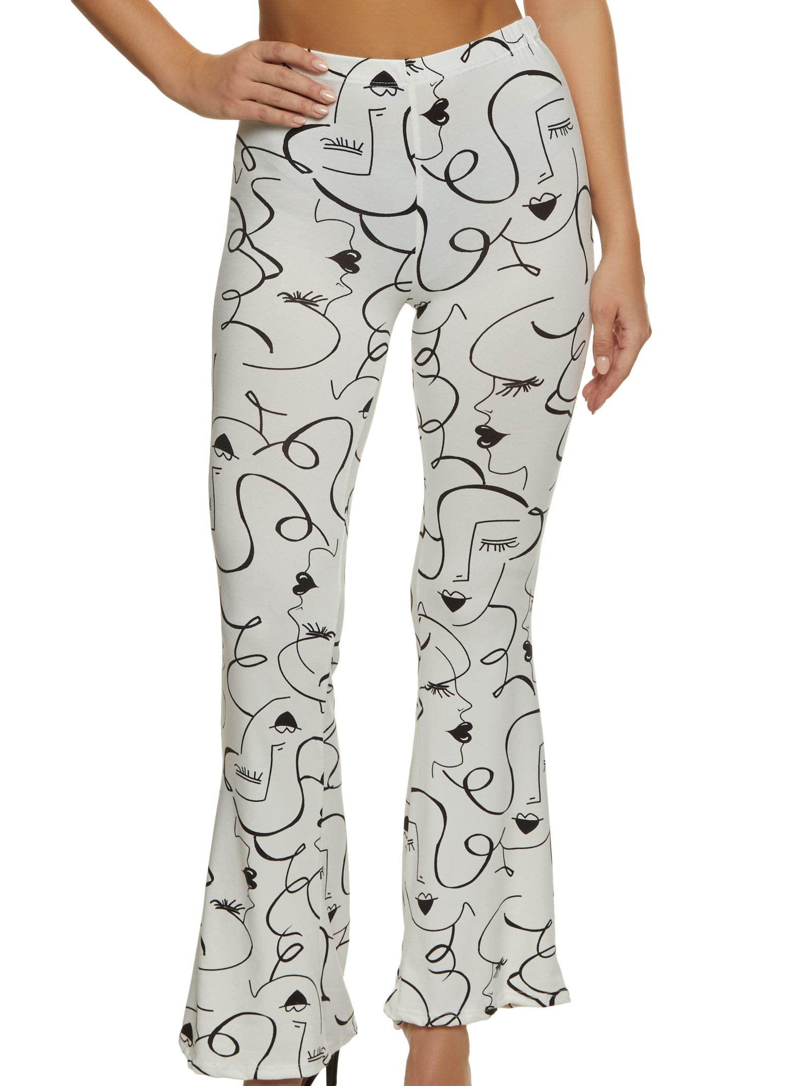 Face Print Flared Pants