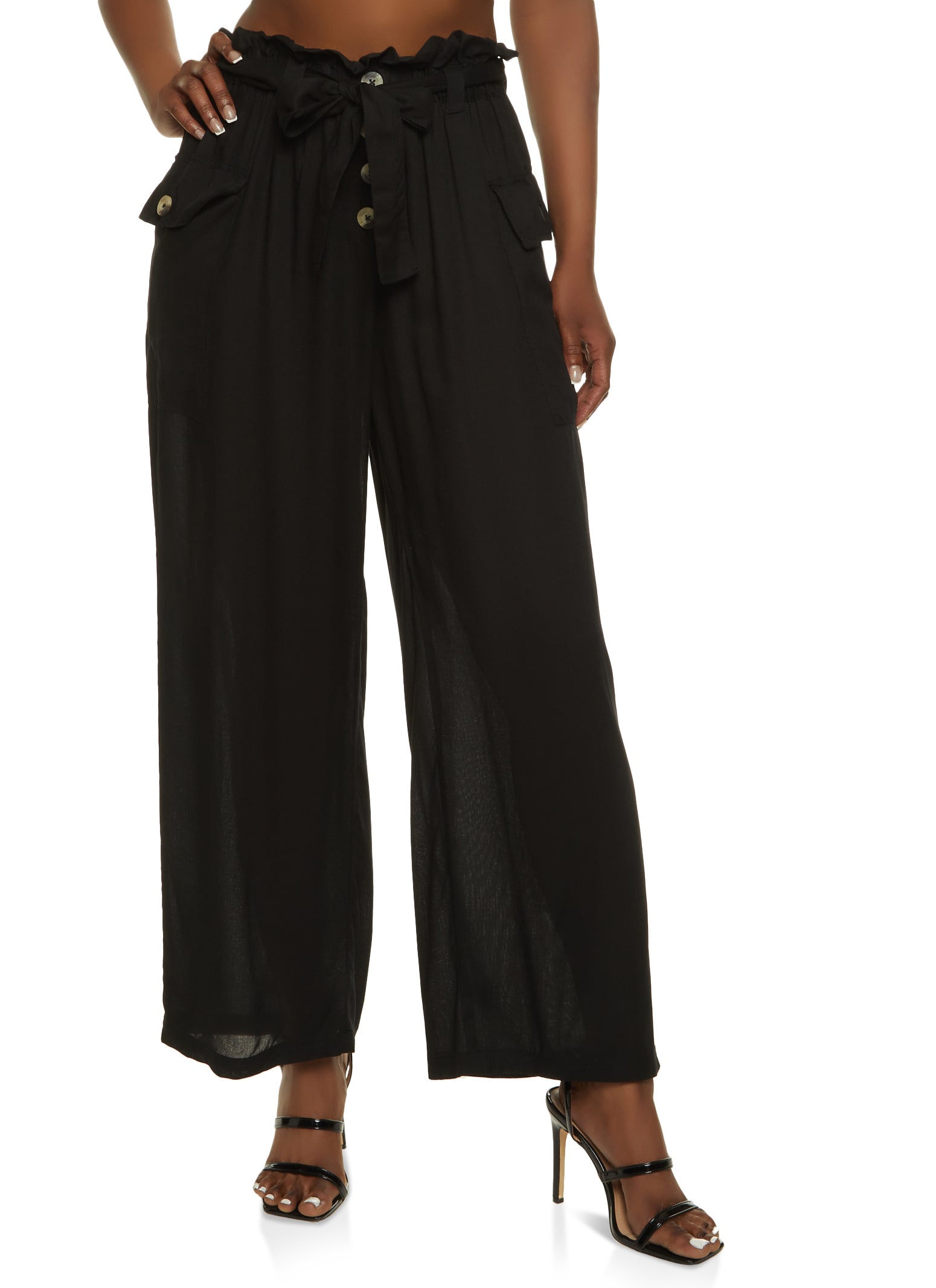 Tie Paper Bag Waist Palazzo Pants