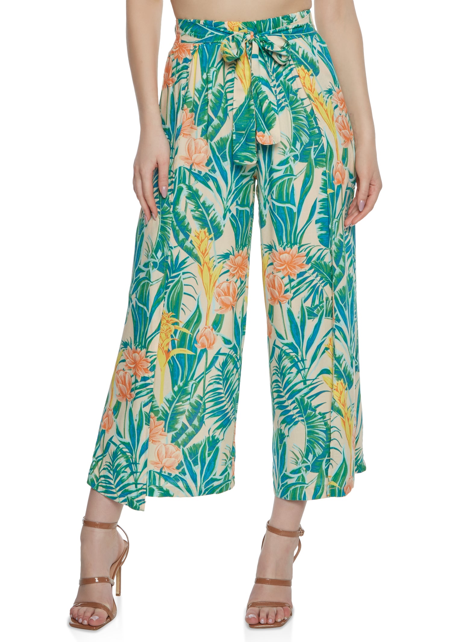 Tropical Print Palazzo Pants