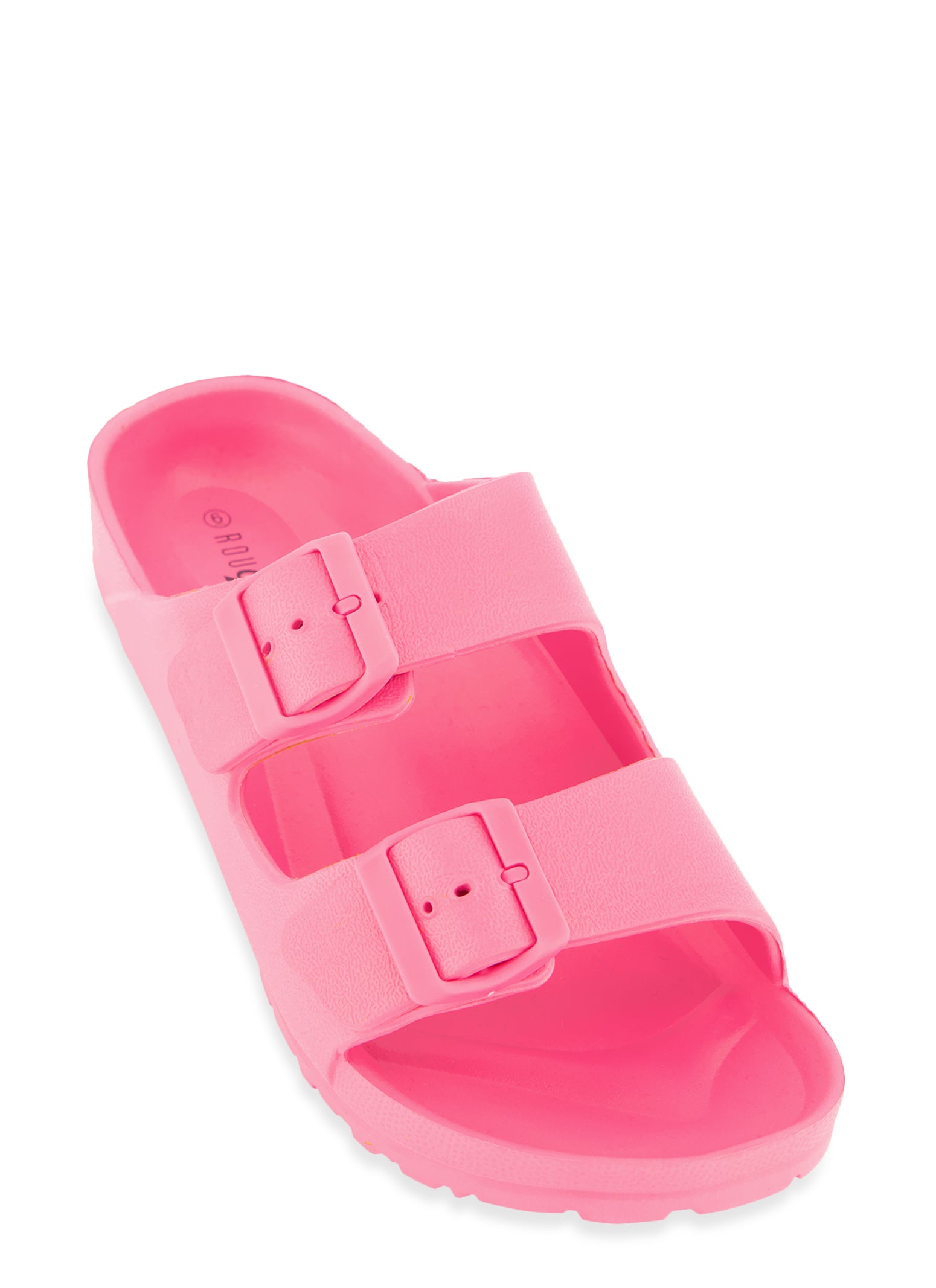 Double Buckled Band Slide Sandals