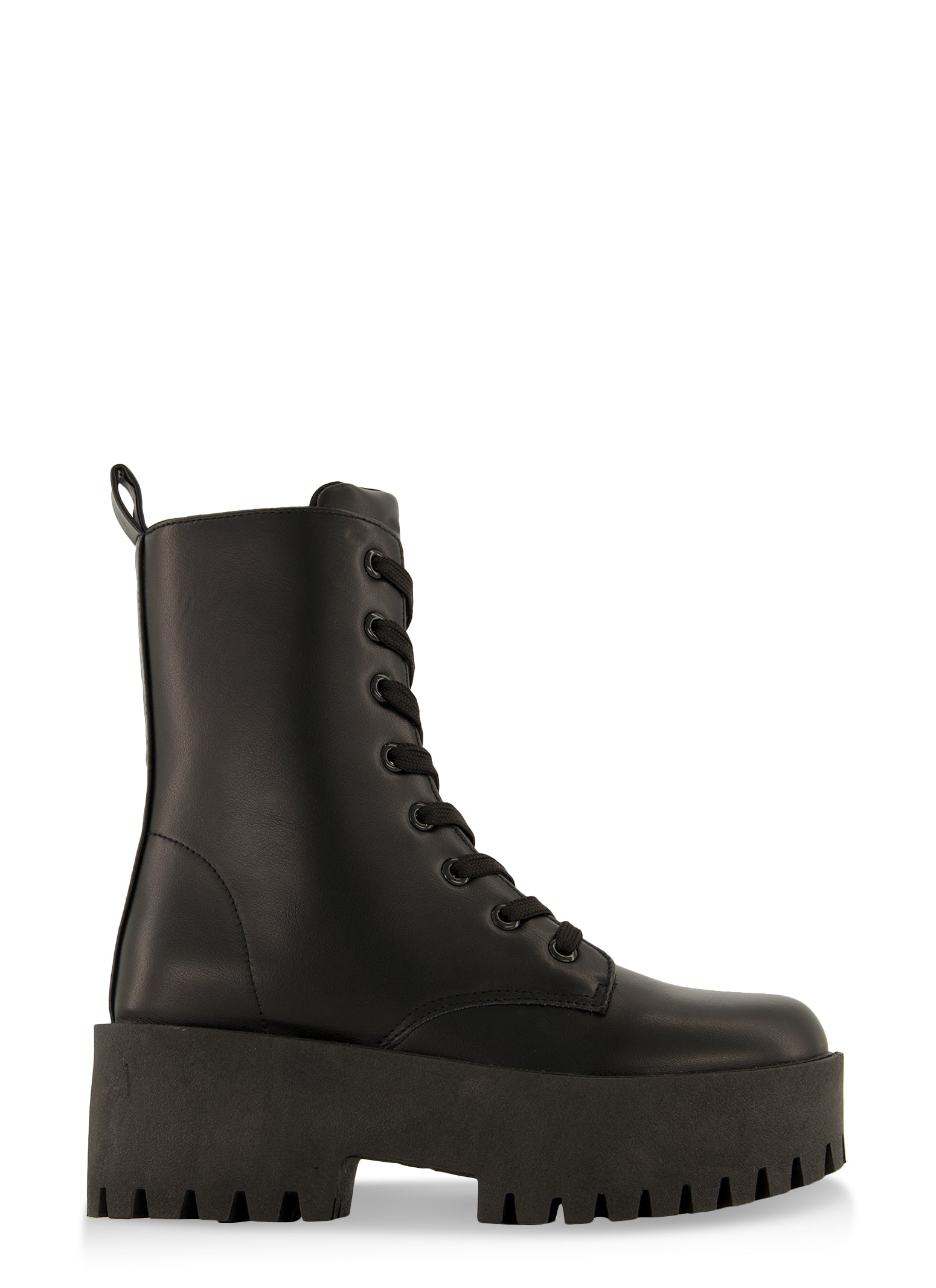 Solid Platform Combat Lace Up Boots