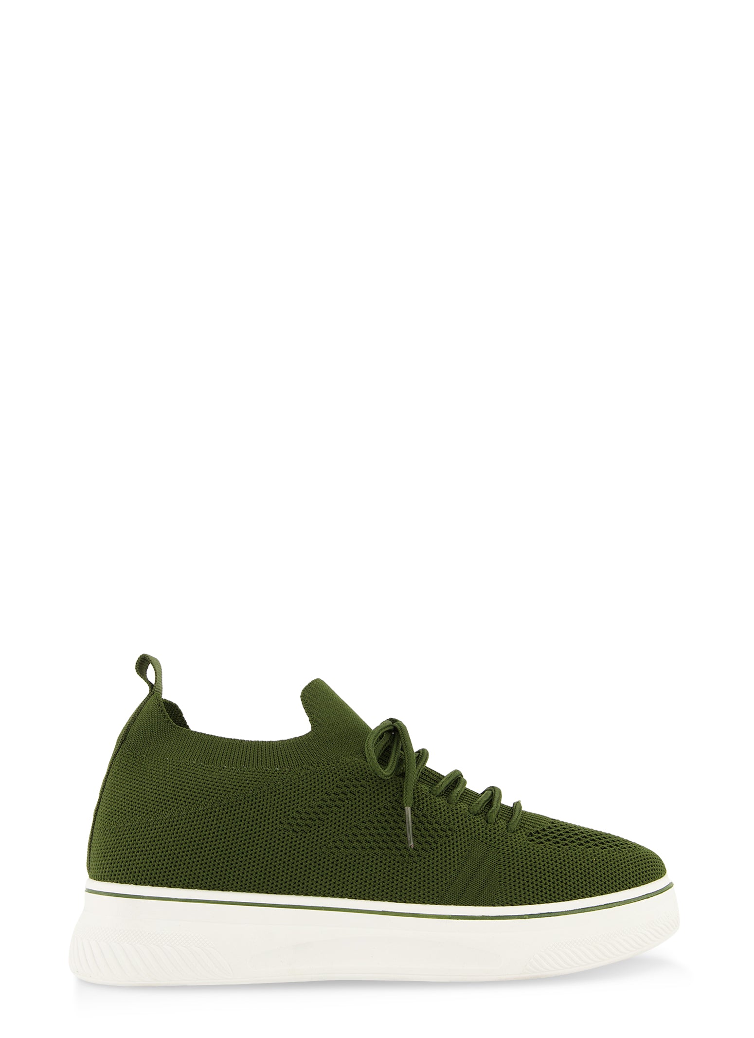 Textured Knit Lace Up Platform Sneakers
