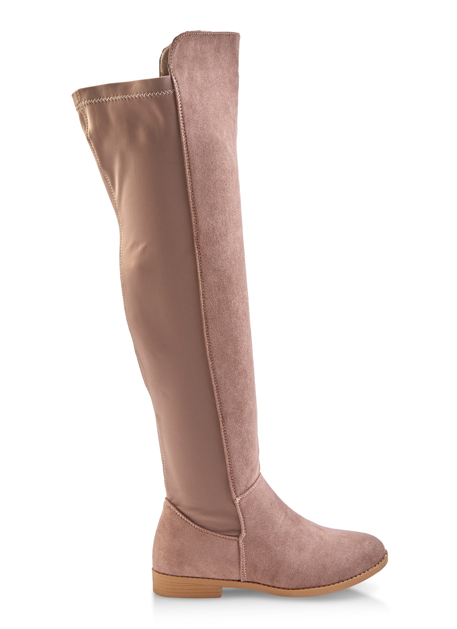 taupe over the knee flat boots