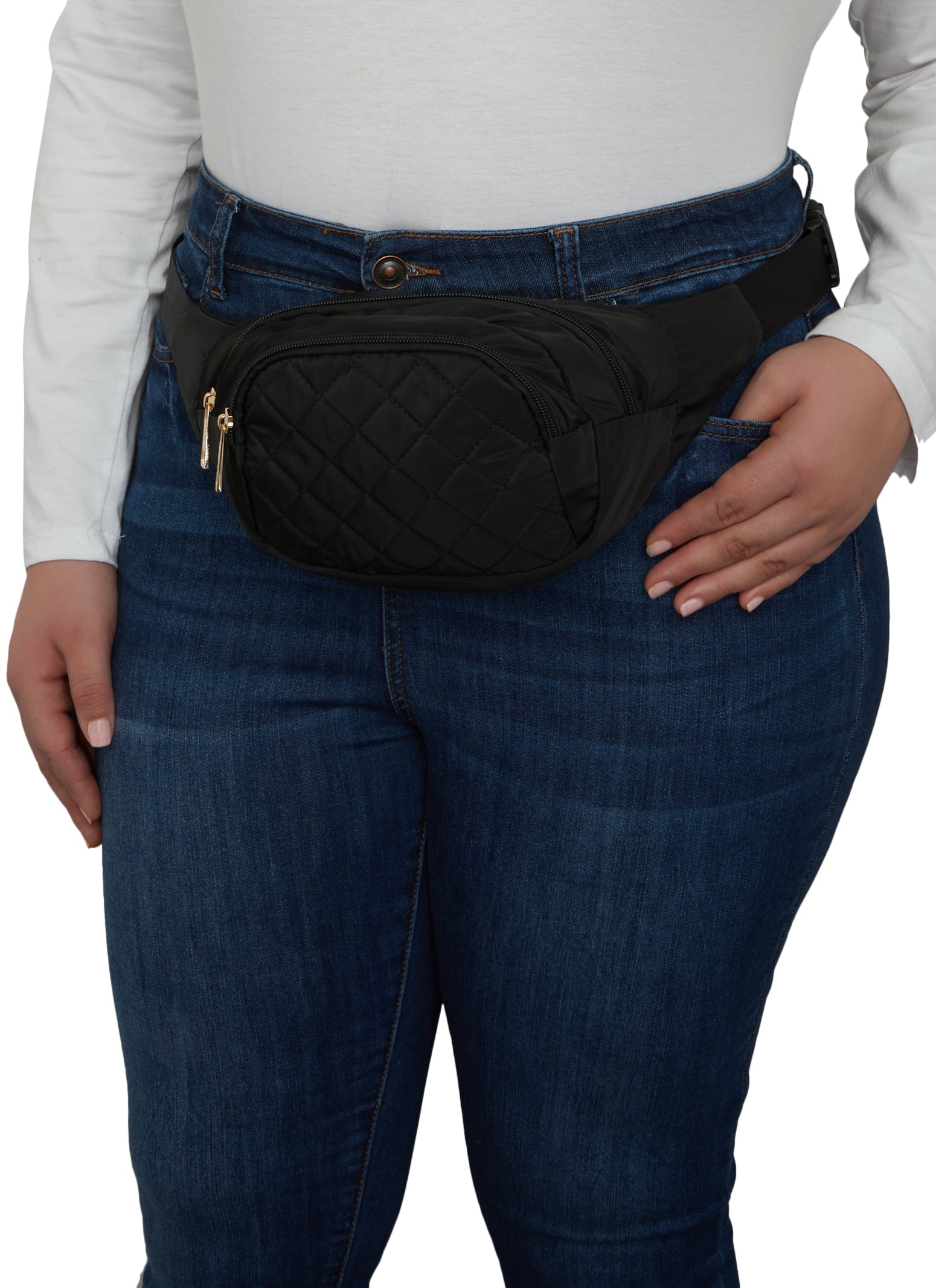 Quilted Zip Nylon Fanny Pack