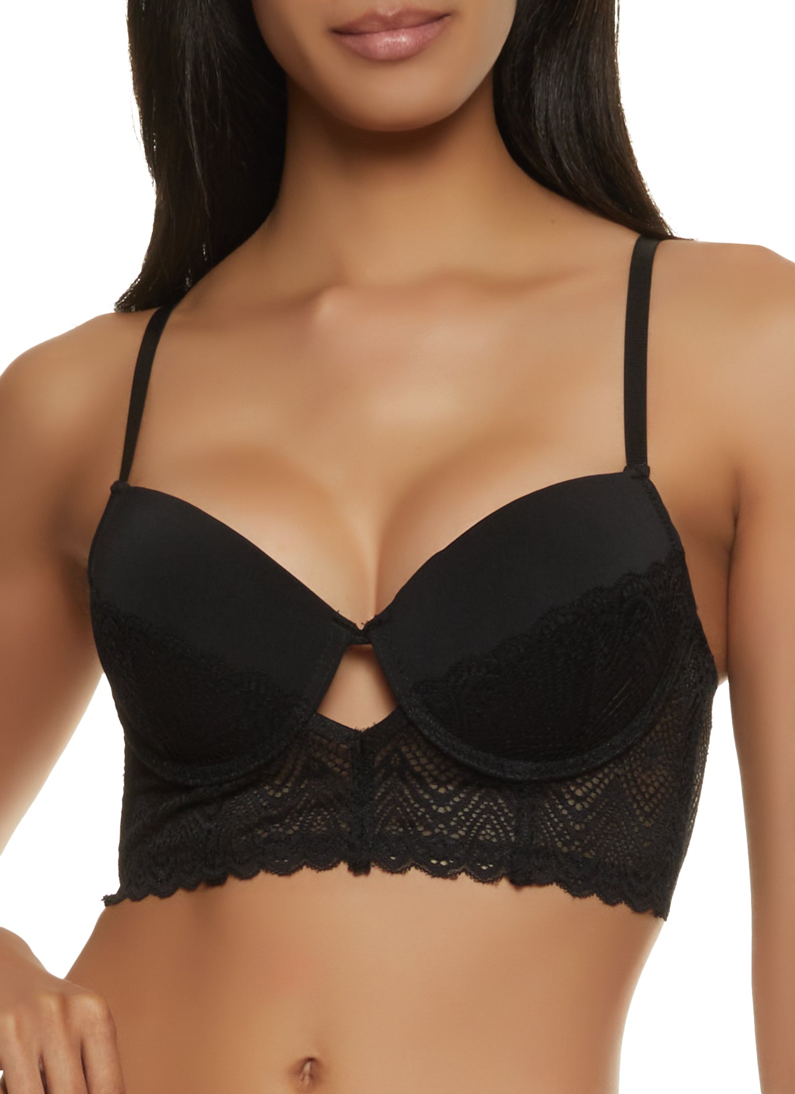 Solid Convertible Strap Lace Plunge Bra