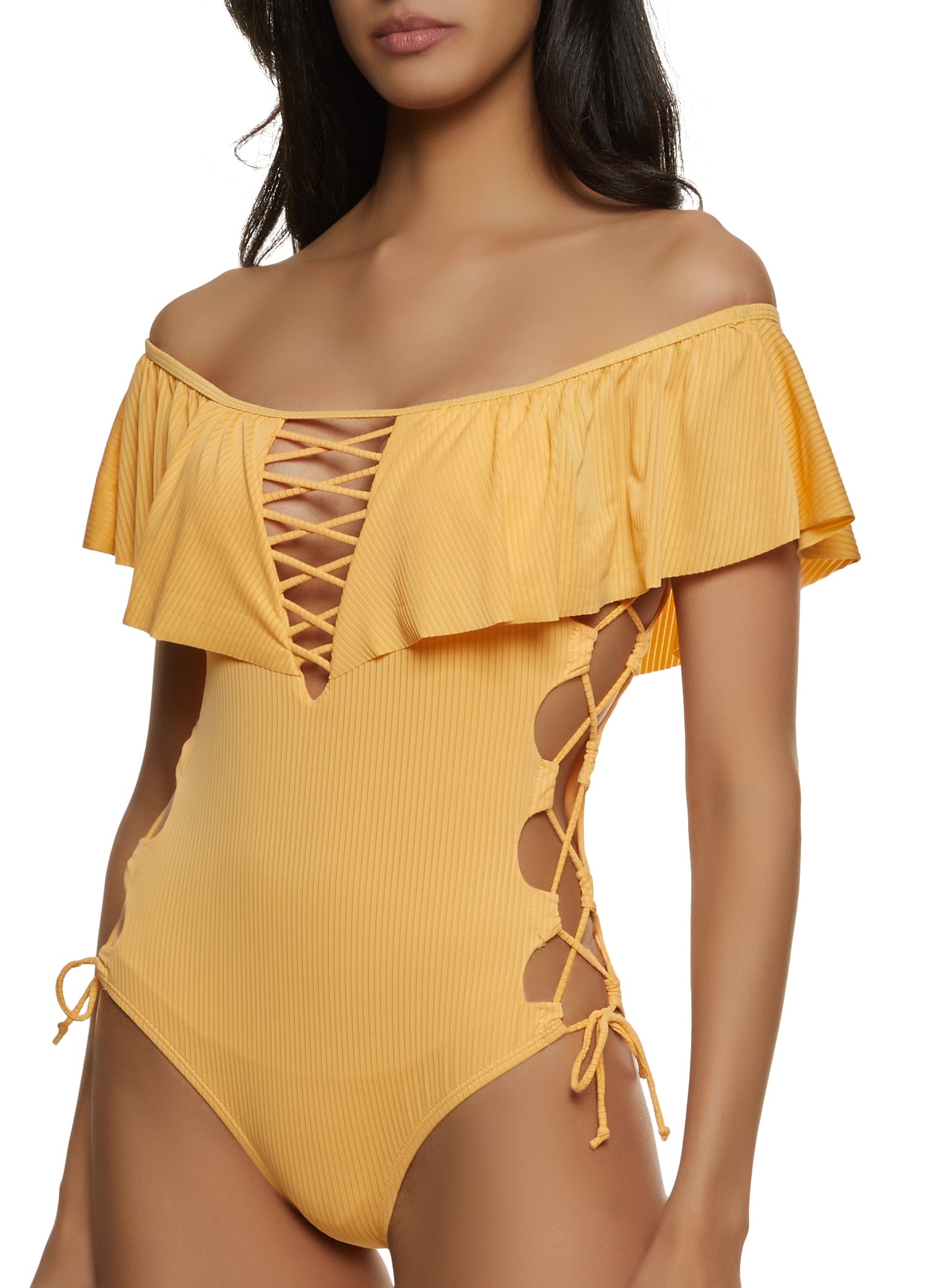 Ruffle hot sale overlay swimsuit