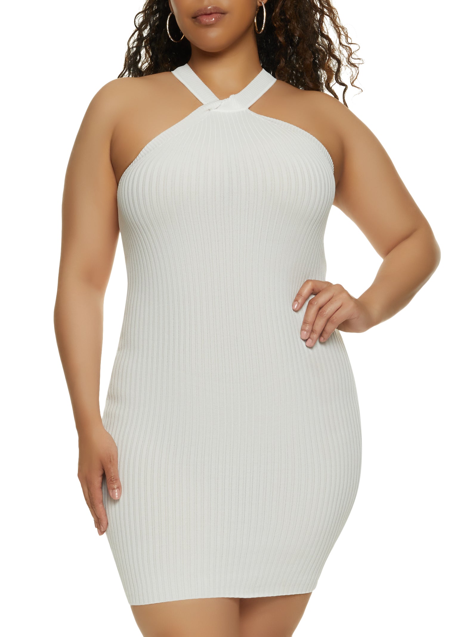 Plus size 2024 white halter dress