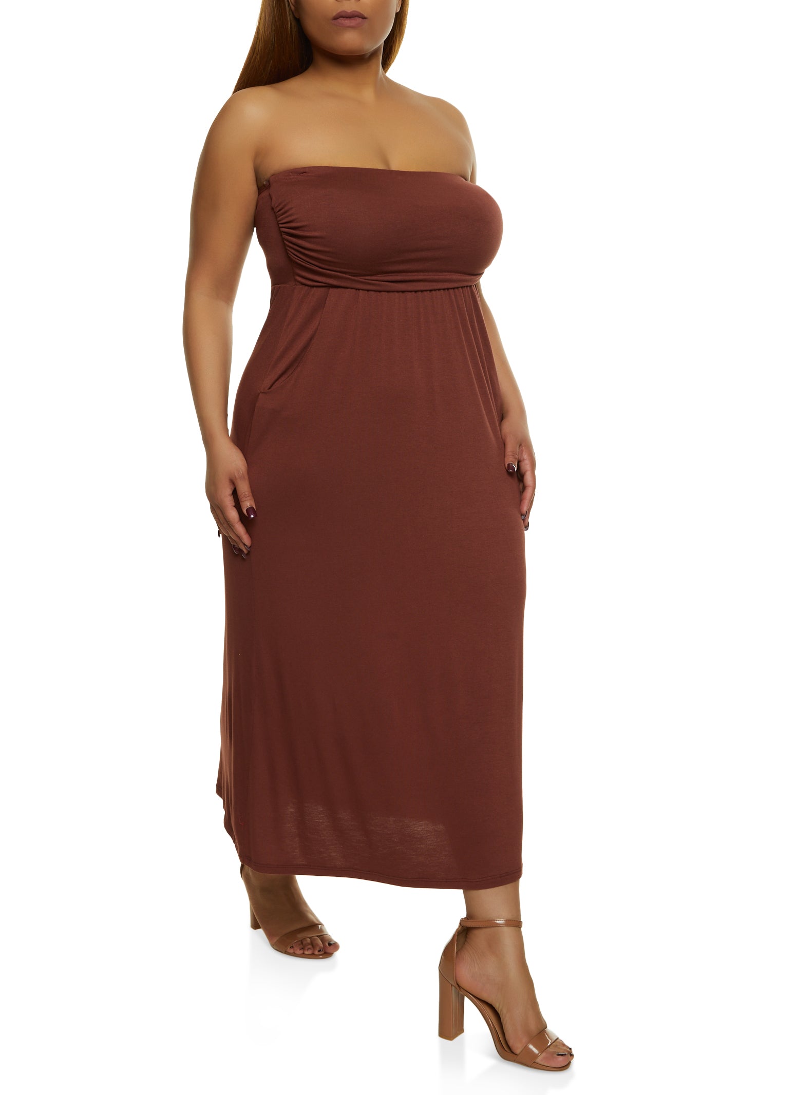 Plus Size Strapless Maxi Dress