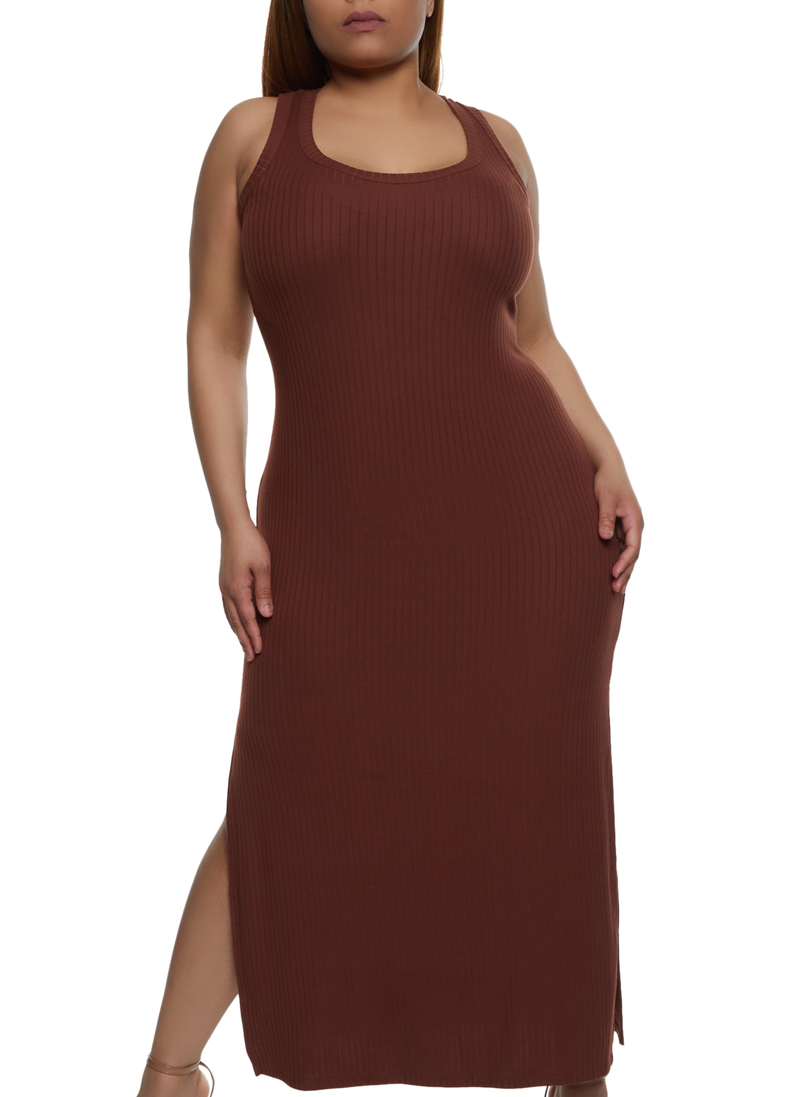 Plus Size Ribbed Knit Tank Maxi Dress