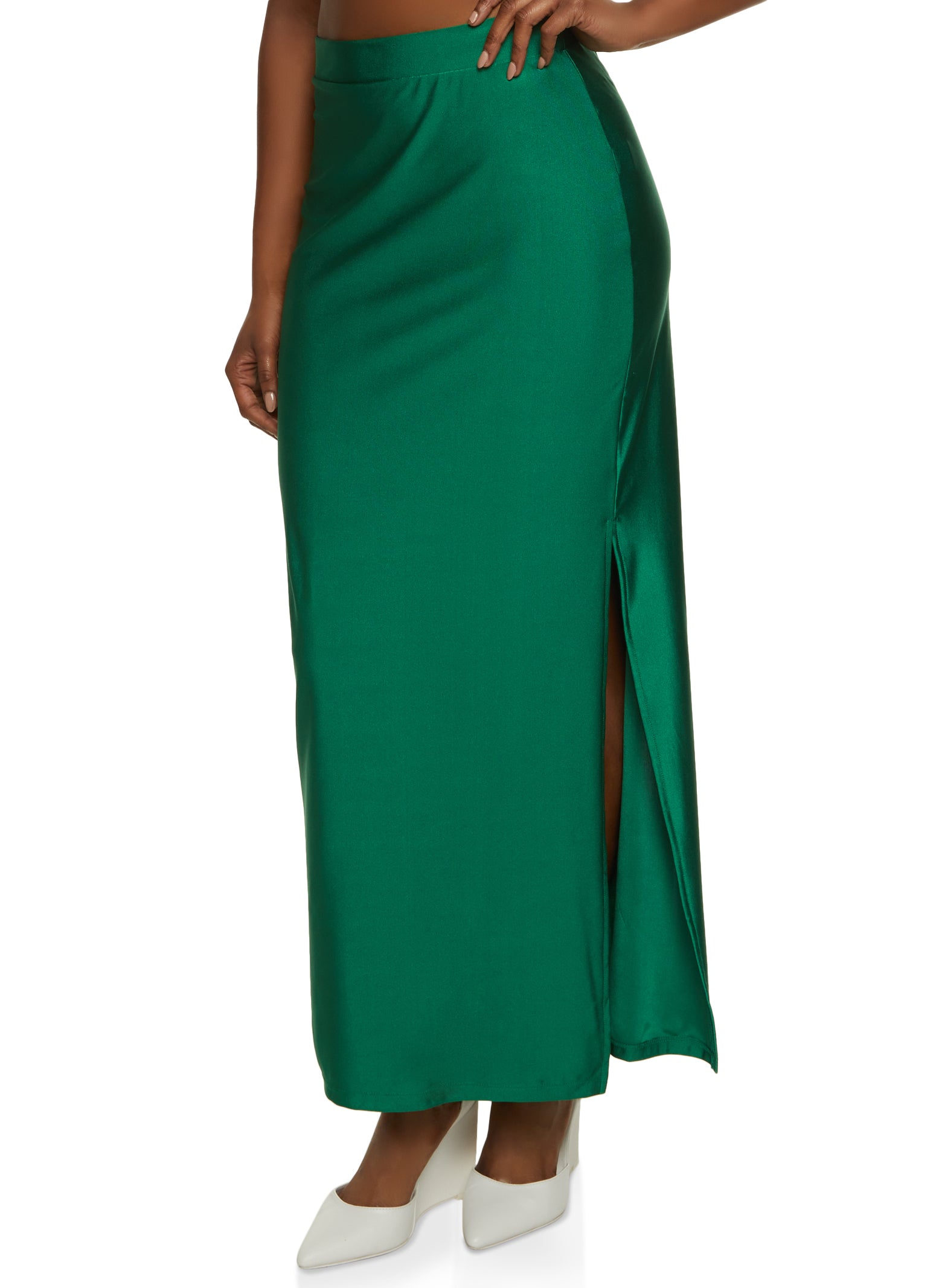 Emerald green silk maxi clearance skirt