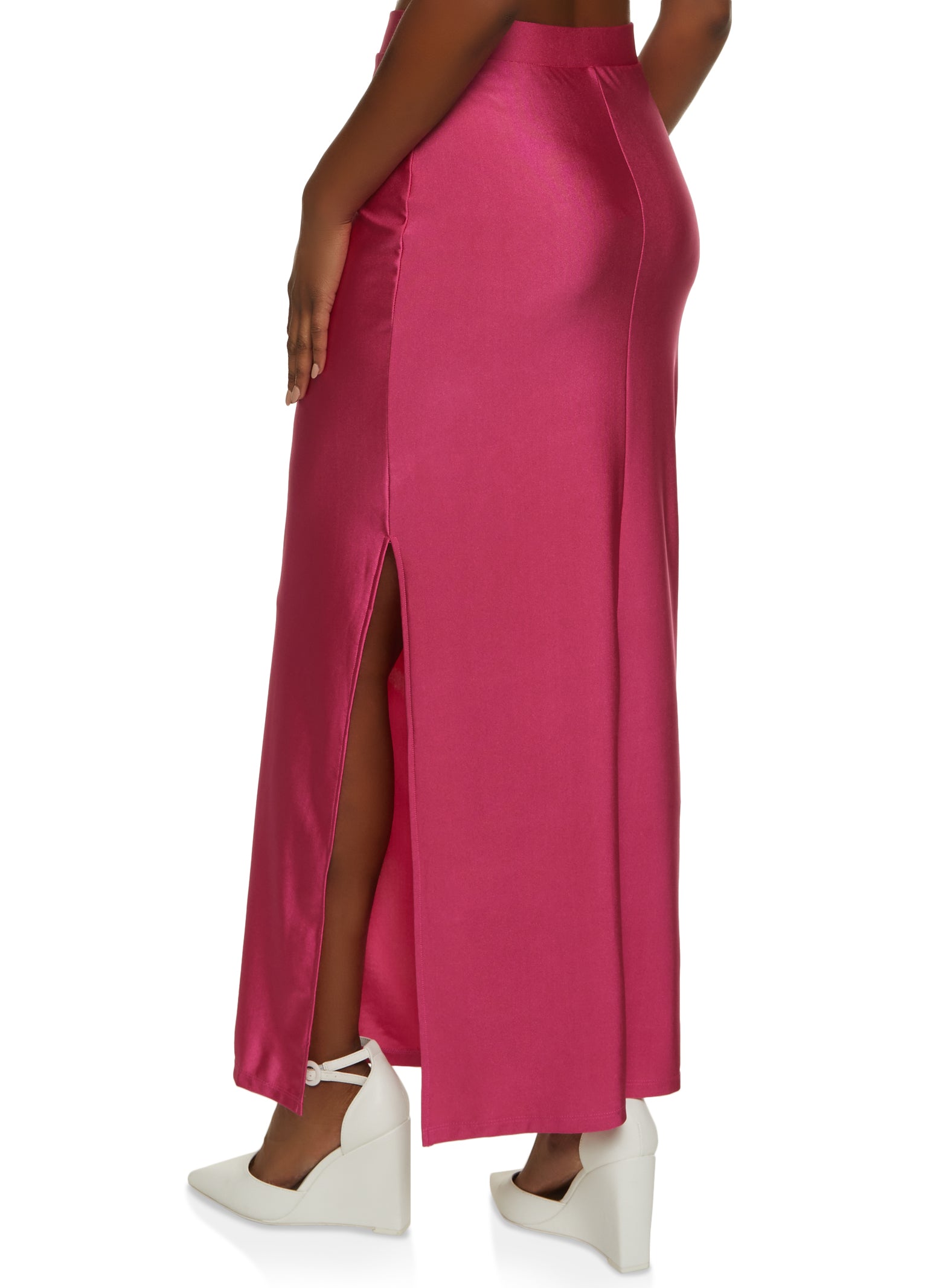 Satin fuchsia maxi clearance skirt