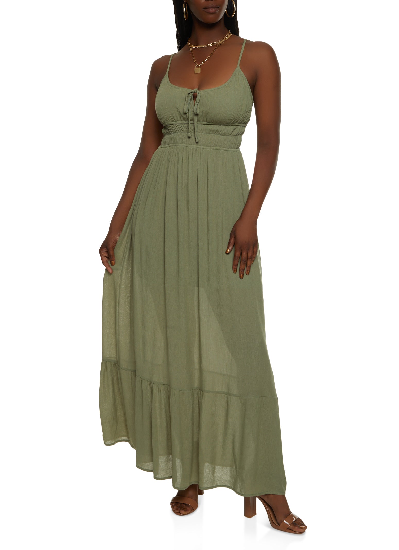 Gauze Knit Tiered Maxi Dress