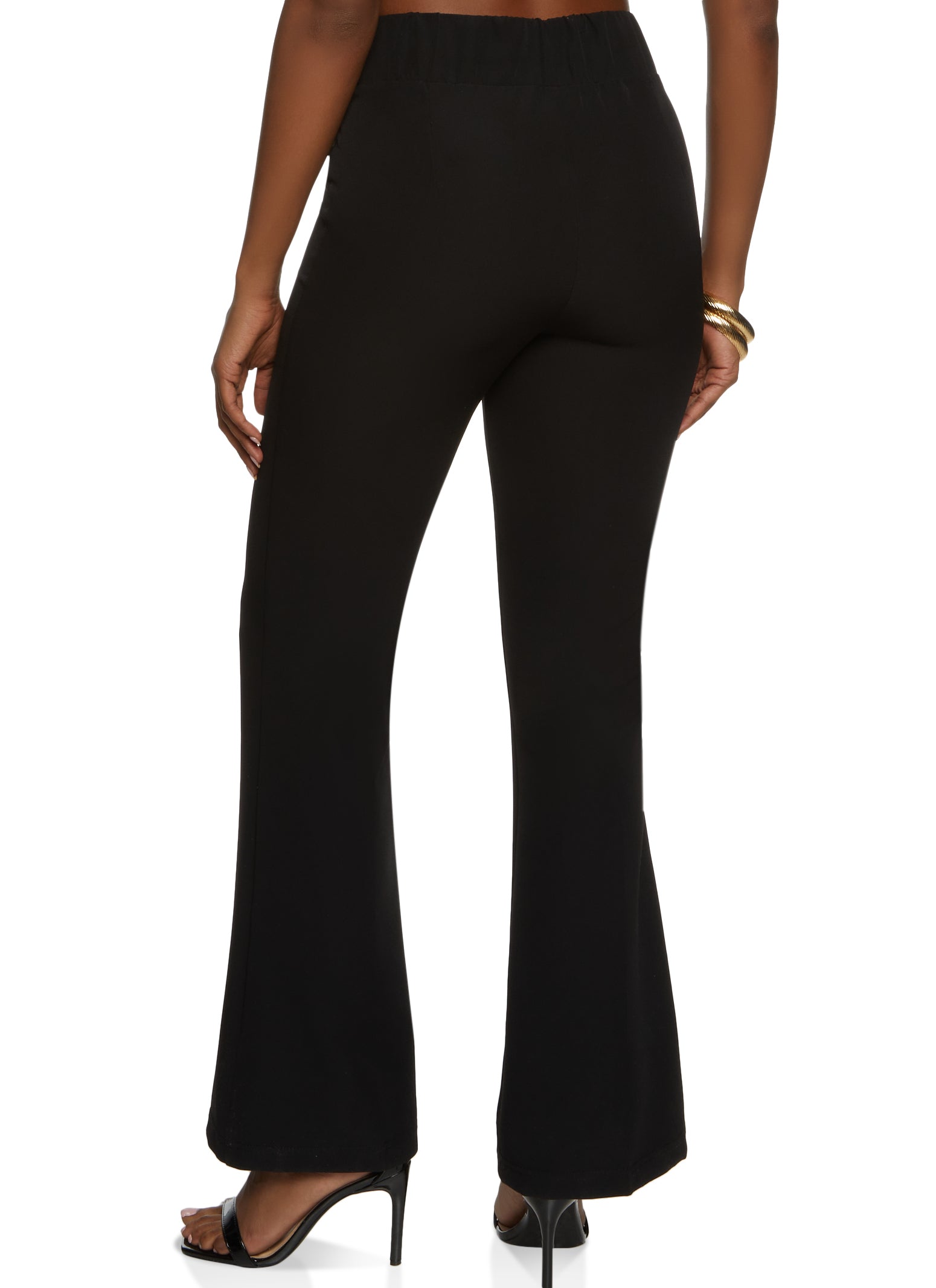 Pintuck Buckle Waist Wide Leg Pants