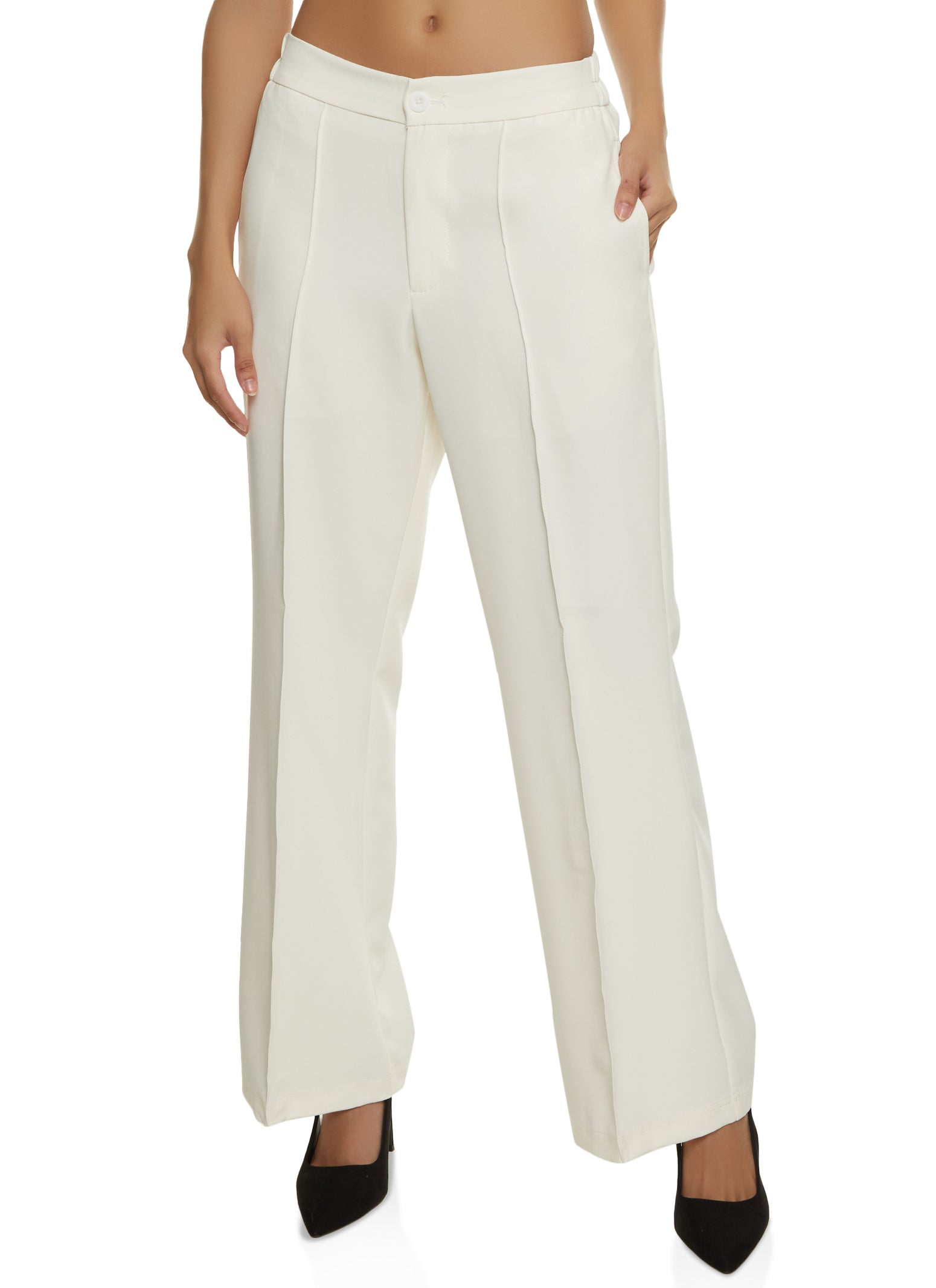 Fanciful Pleats Wide-Leg Pants in Ivory - Retro, Indie and Unique Fashion
