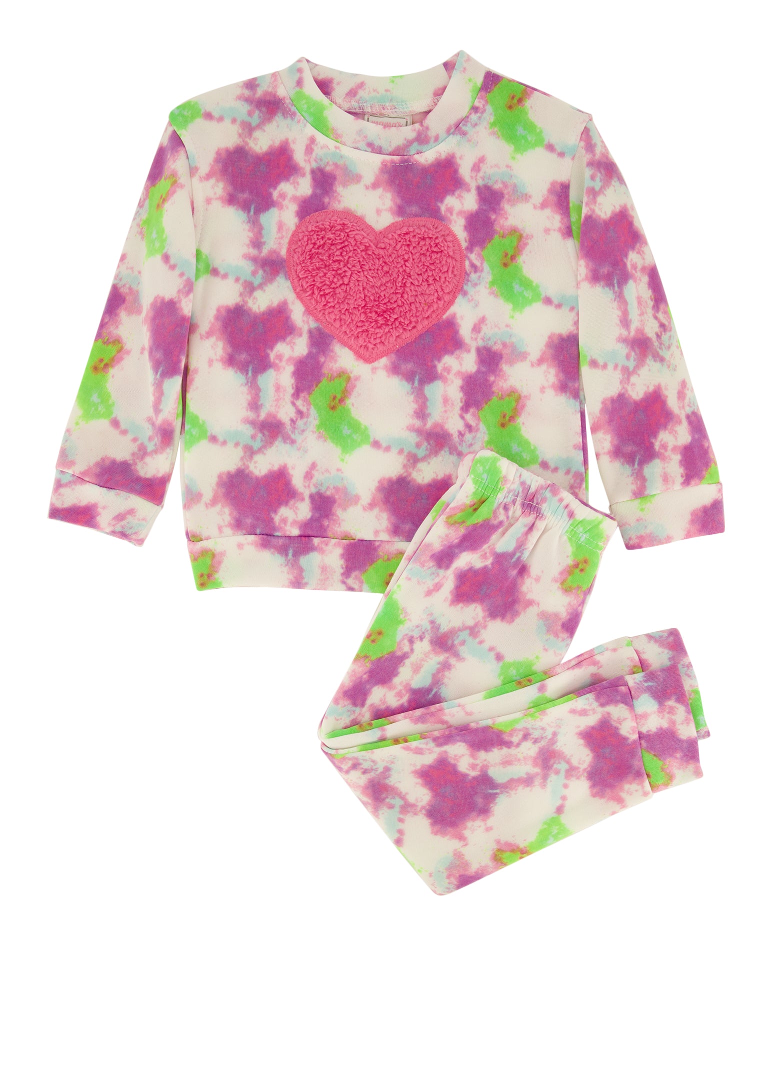 Toddler Girls Fleece Tie Dye Sweatshirt and Joggers White