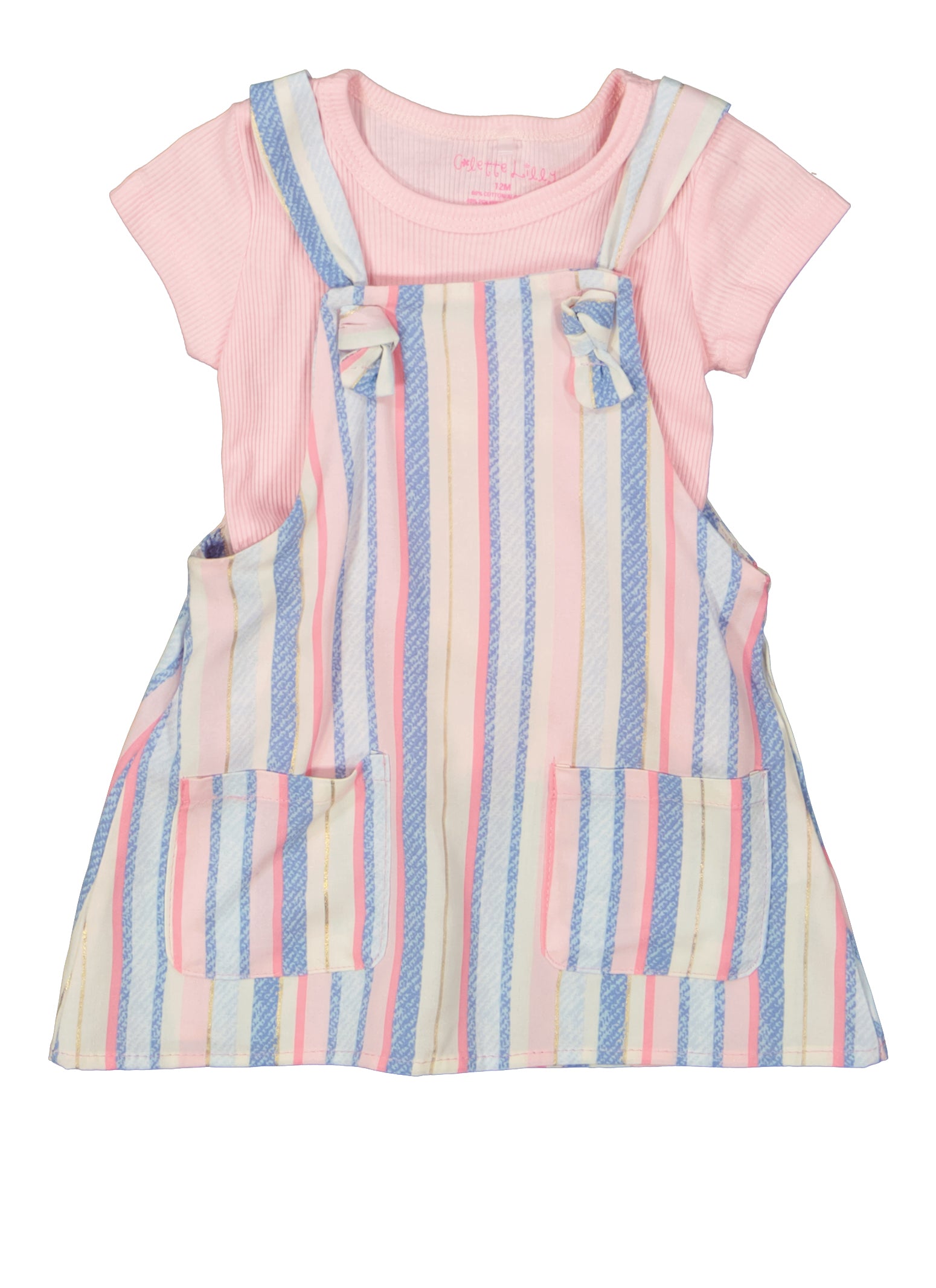 Girls Some Bunny Loves You Top and Denim Overall Dress Set - Mia Belle Girls