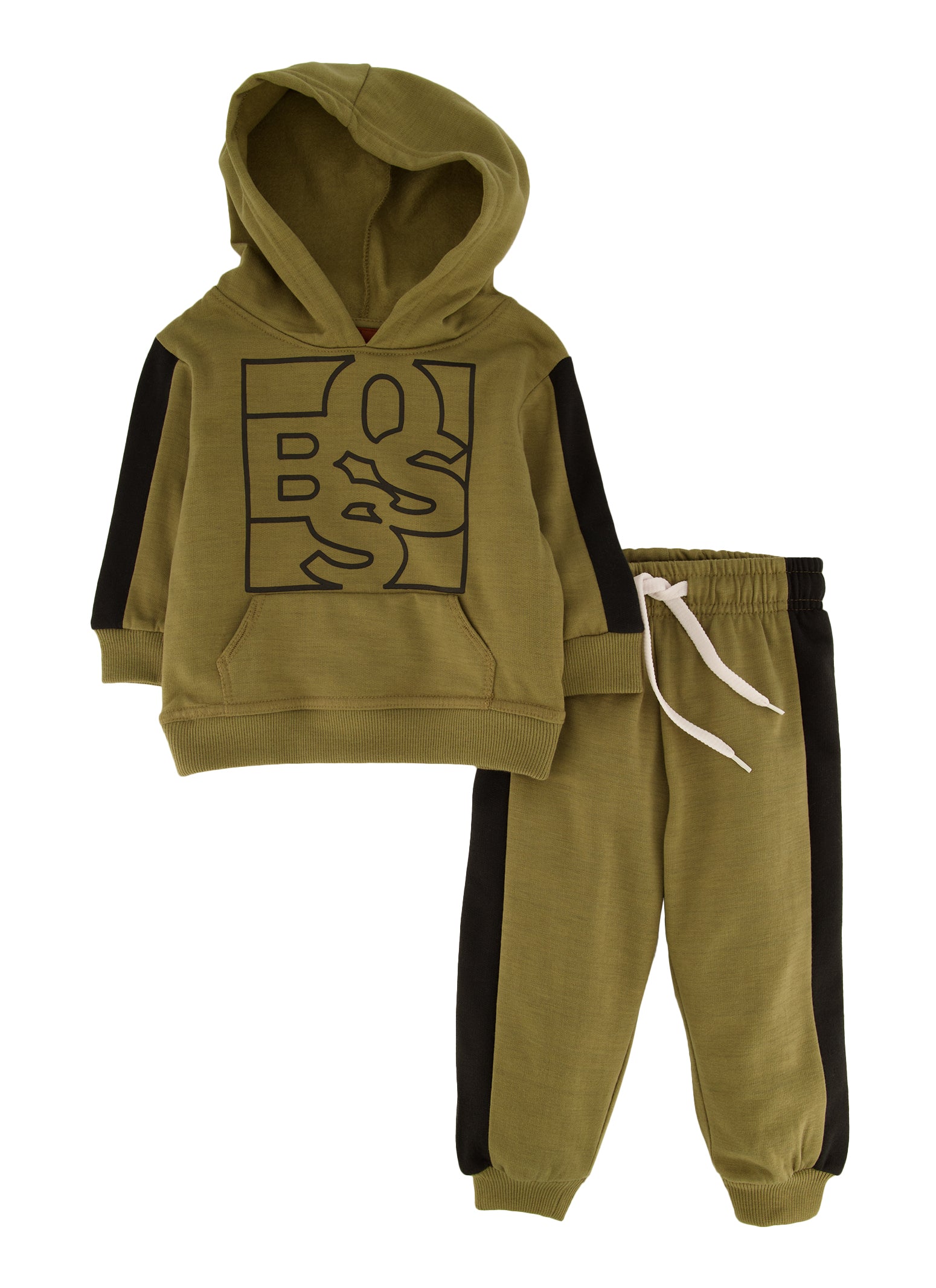 Baby Boys 12 24M Boss Graphic Hoodie and Joggers Olive