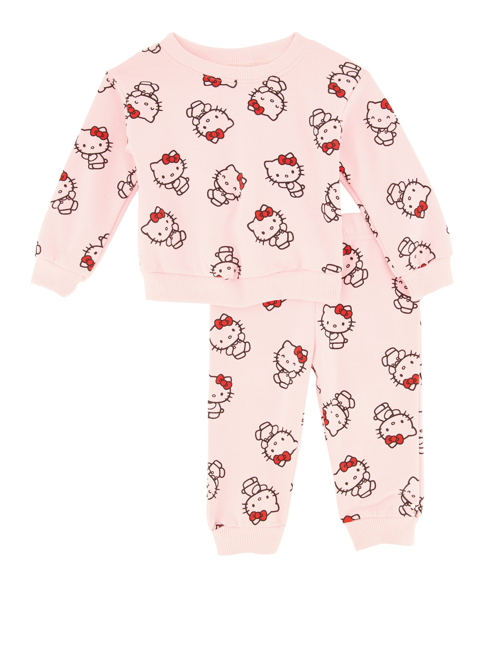 Baby Girls 0-24M Fleece Cat Graphic Sweatshirt and Joggers