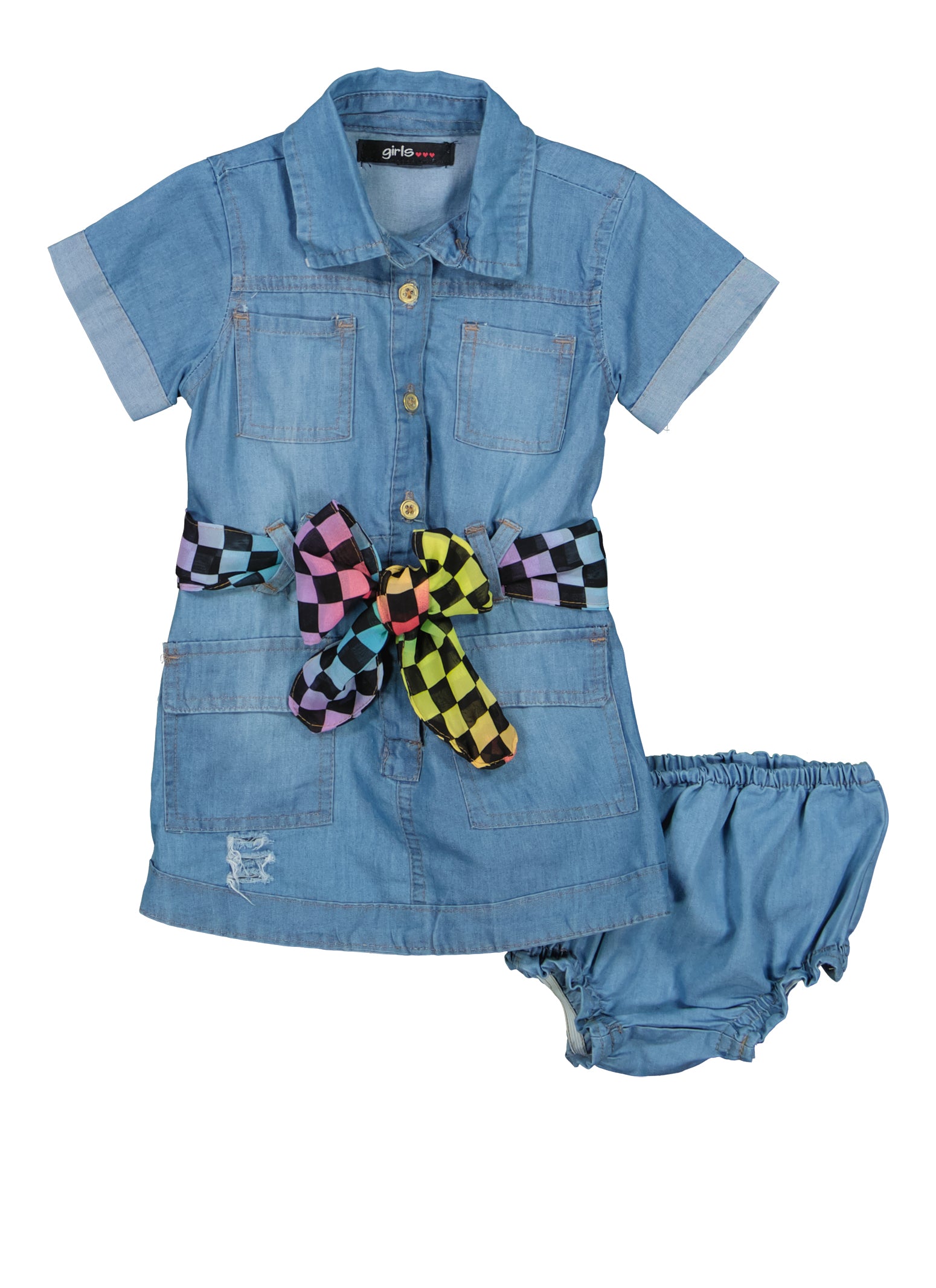Baby Girls Elegant Denim Shirt Cardigan + Polka Dot Layered - Temu