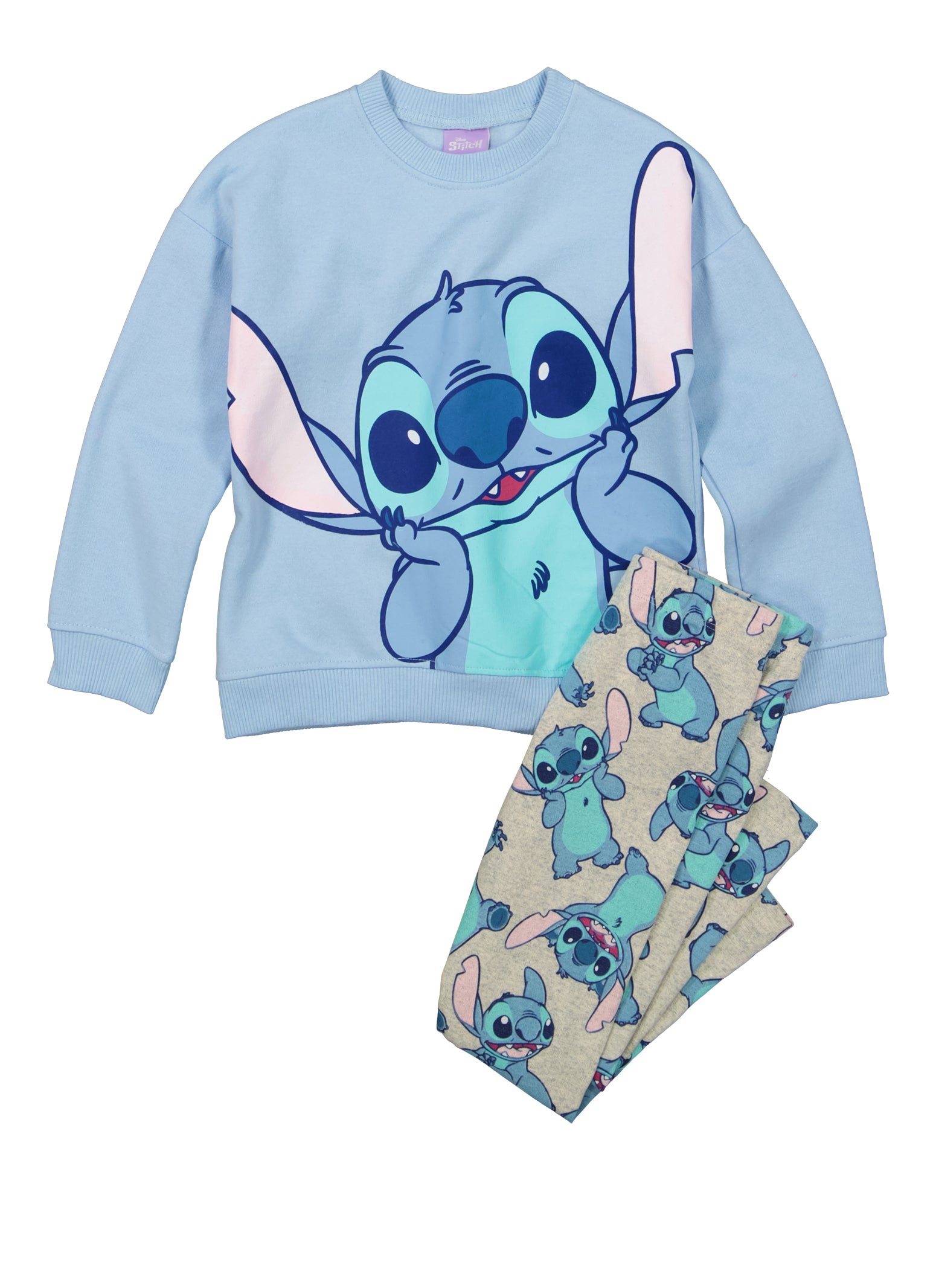 7-14 Years Lilo Stitch Kids Pajamas Set Long Sleeve T-shirt Pants
