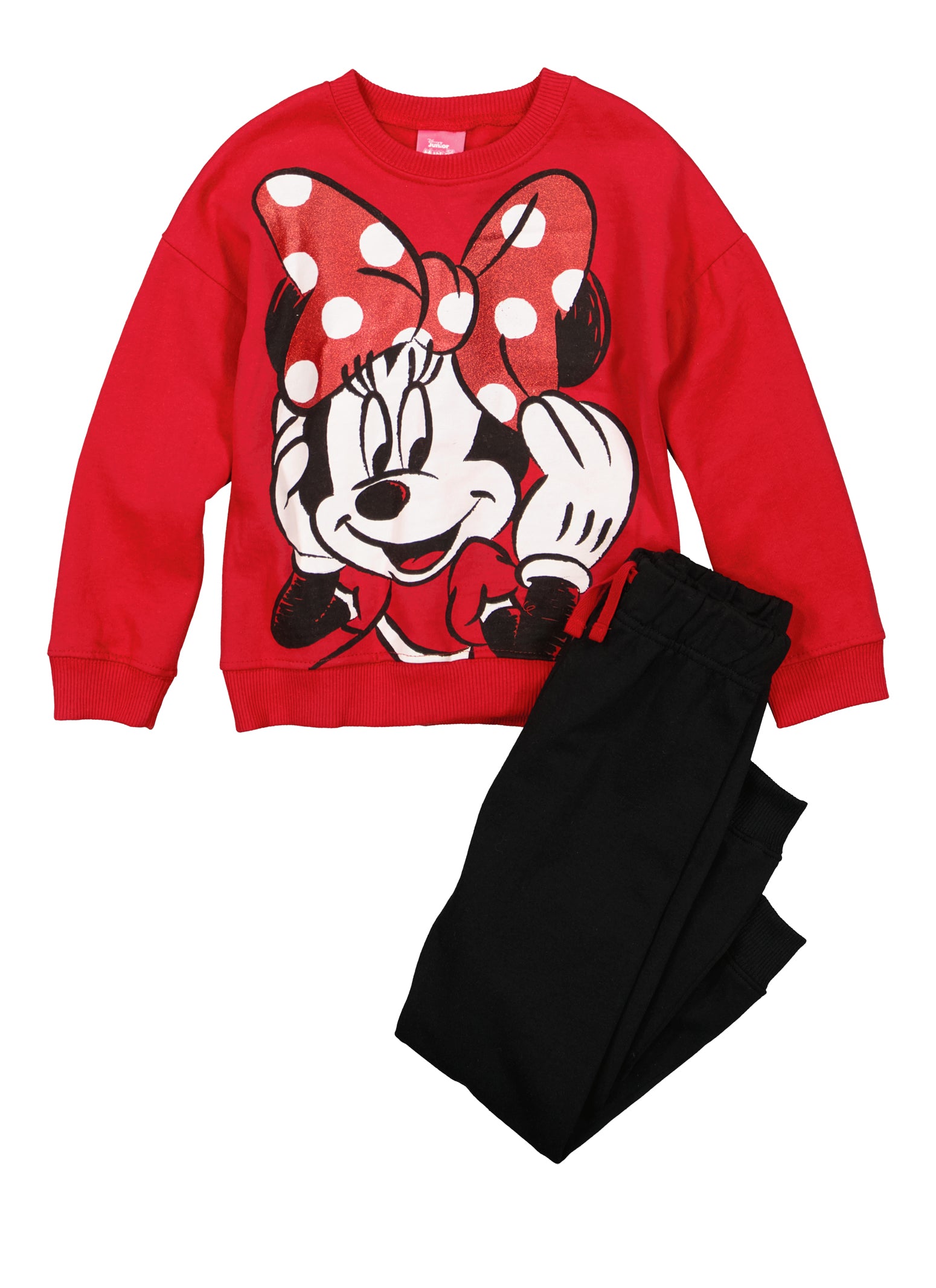 Little Girls Minnie Mouse Sweatshirt and Joggers - Red