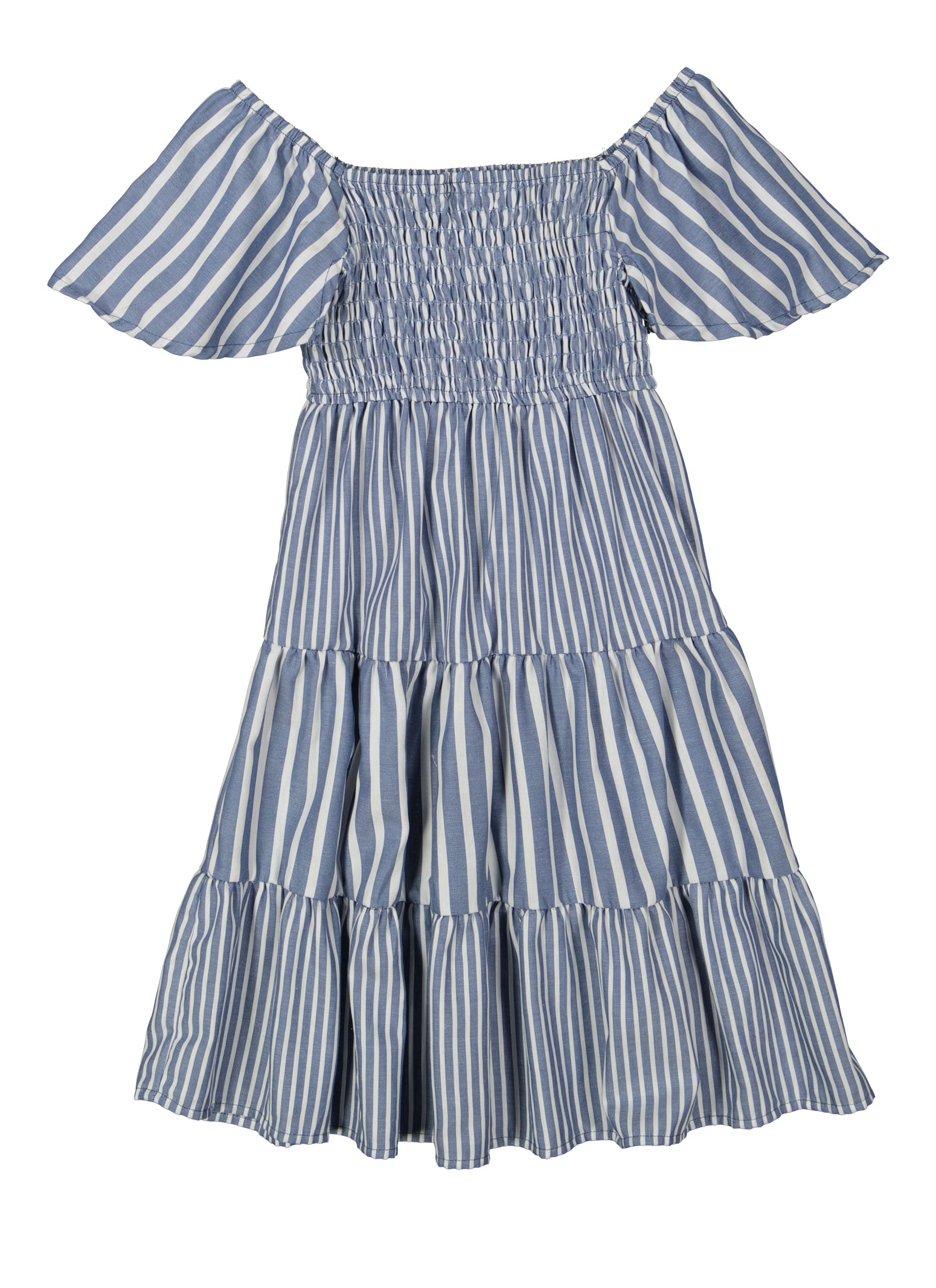 Girls Striped Tiered Dress