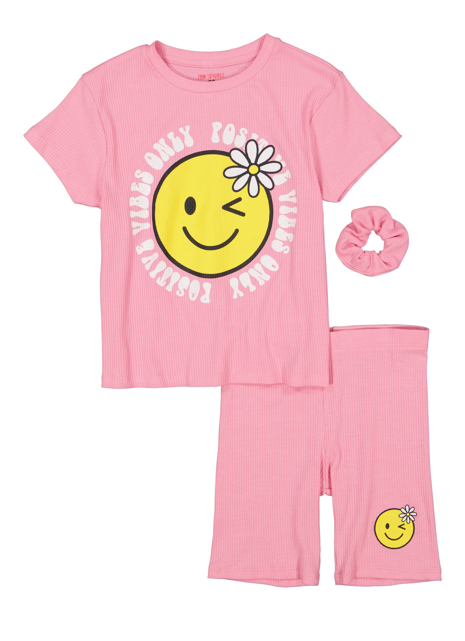 Children's Pink Smiley Pajama Shorts Set