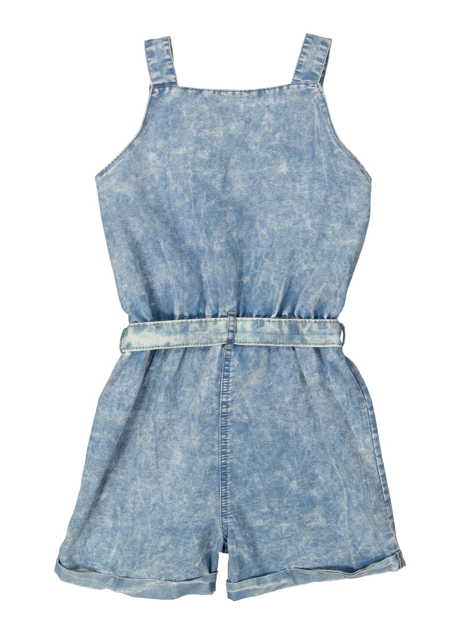 Girls Acid Wash Button Front Romper