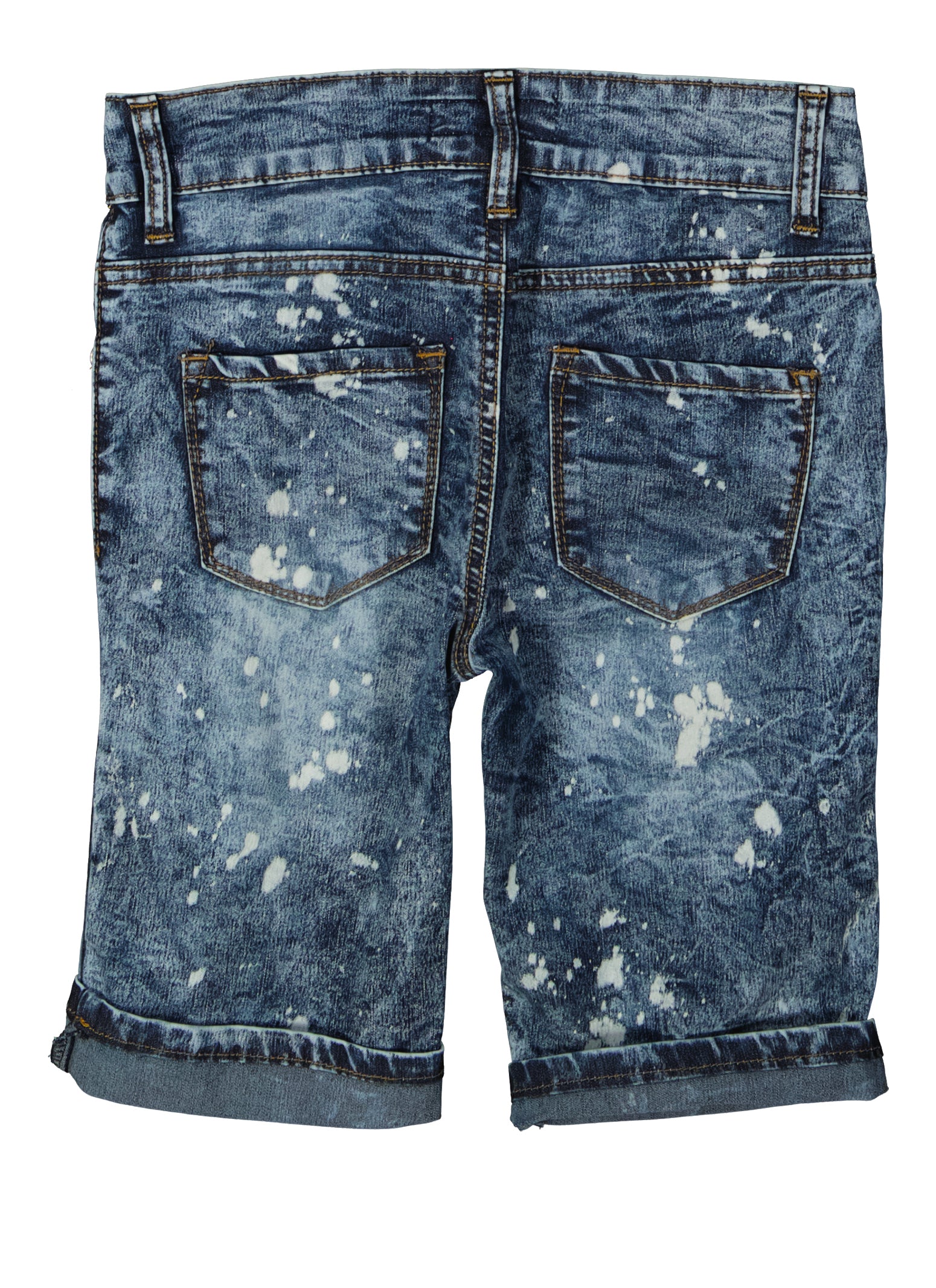 Girls Paint Splatter Distressed Denim Bermuda Shorts