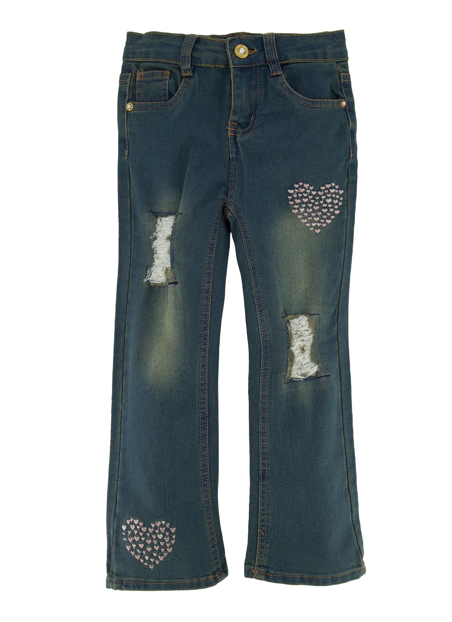 Heart on sale embroidered jeans