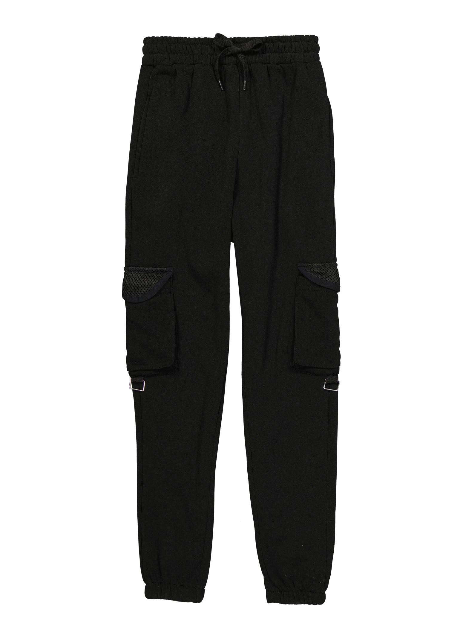 Girls Fleece Cargo Pocket Sweatpants - Black