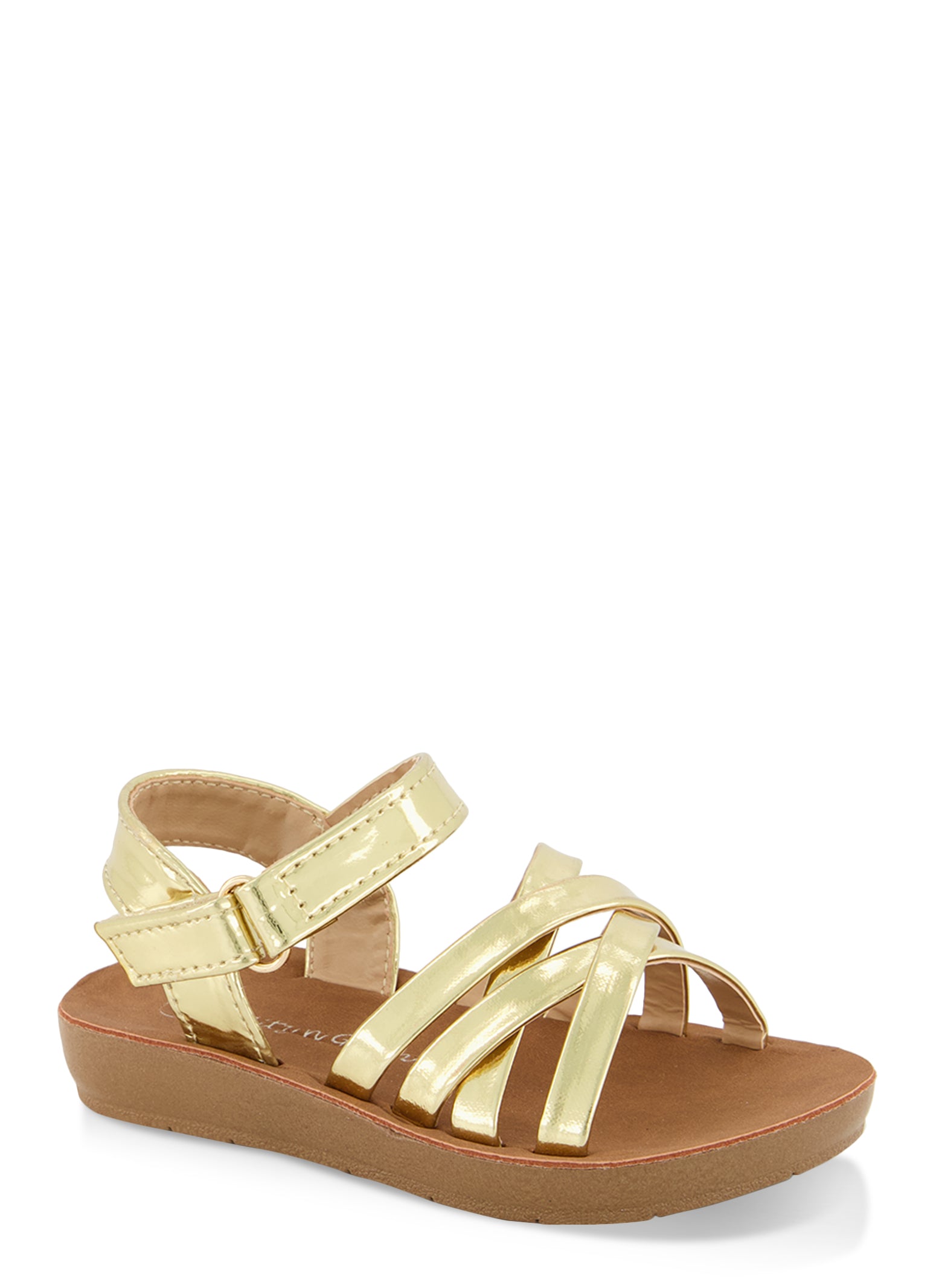 Metallic Strappy Leather Sandals in Gold | Pepa London
