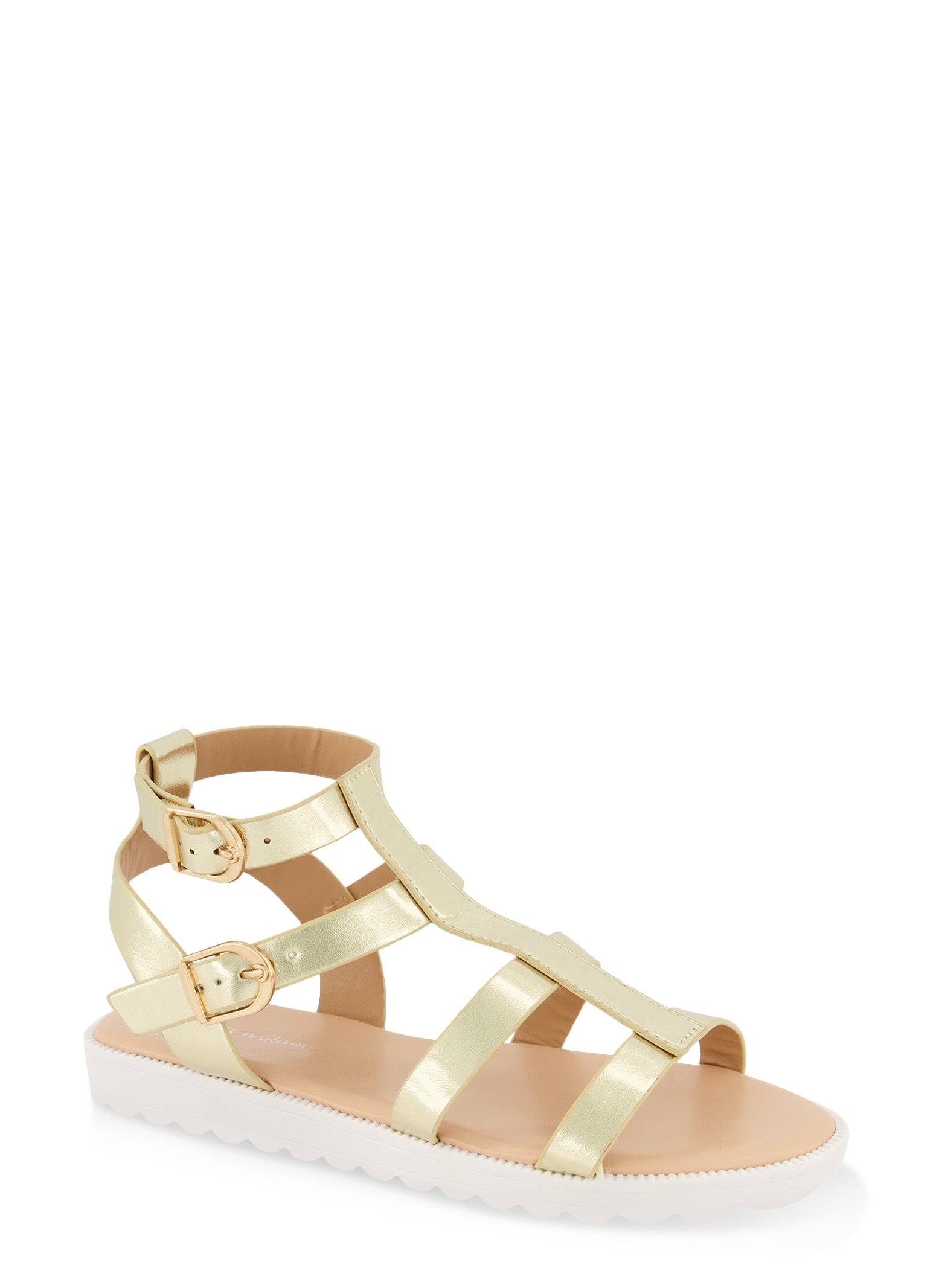 Girls Double Buckle Caged Gladiator Sandals